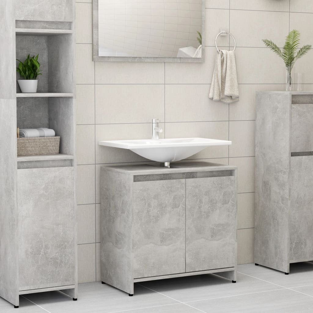 vidaXL Waschtisch-Set in Betongrau, (BxHxT: 60x61x33 cm)
