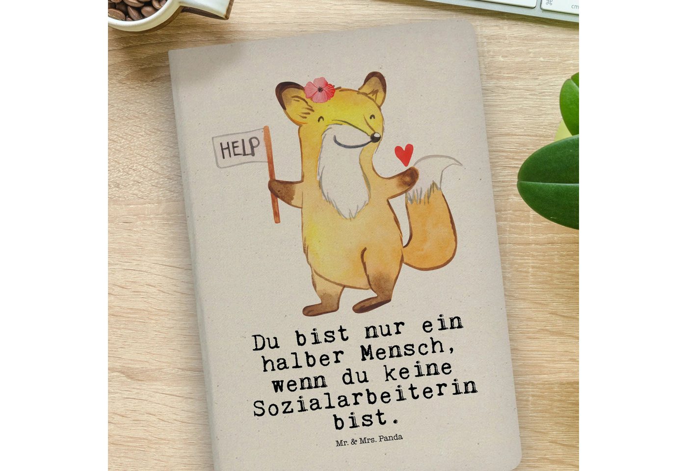 Thumbnail - Mr. & Mrs. Panda Notizbuch Sozialarbeiterin Herz - Transparent - Geschenk, Schreibbuch DIN A4, D Mr. & Mrs. Panda, Premi...