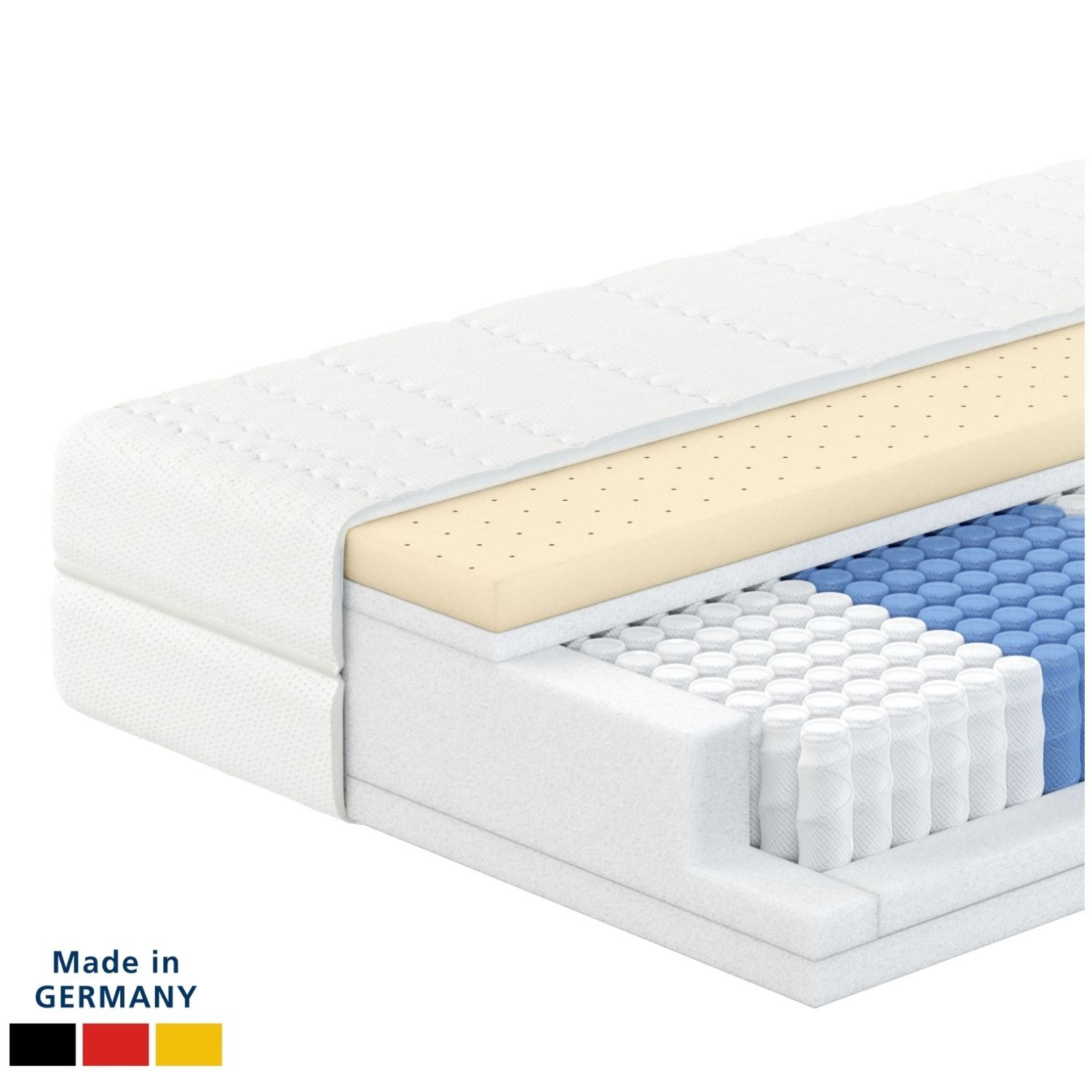 Taschenfederkernmatratze 1000 Federn, 7-Zonen Federkernmatratze, Langlebige Latex-Matratze, AM Qualitätsmatratzen, 24 cm hoch, 80x200 cm