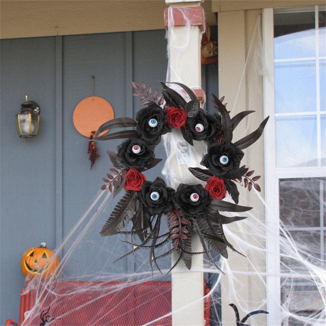 Gruselige Tür Kranz, Kunstgirlande Rose Kranz,Dekorative hängen, Halloween DÖRÖY Simulation