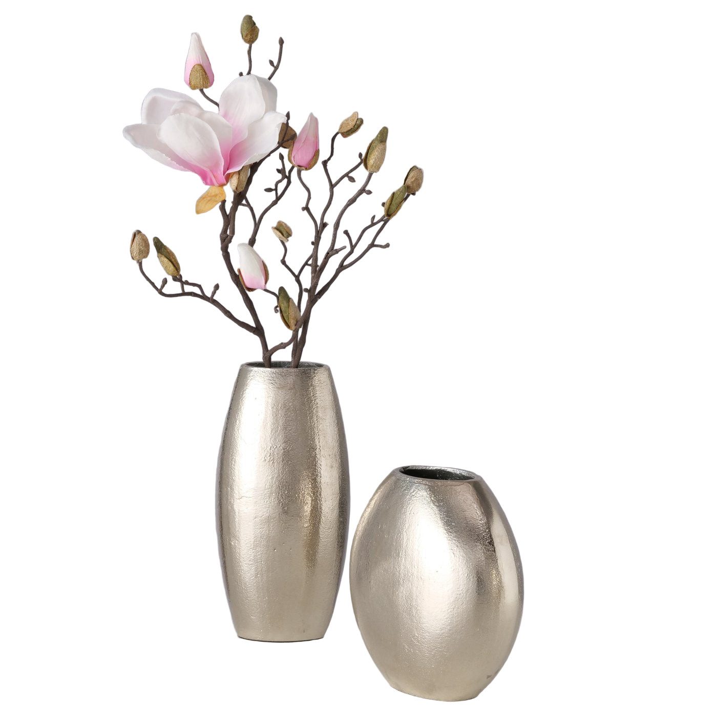 MF Dekovase Vase Sorella Silber Aluminium Set Modern Glanzoptik (1 St)