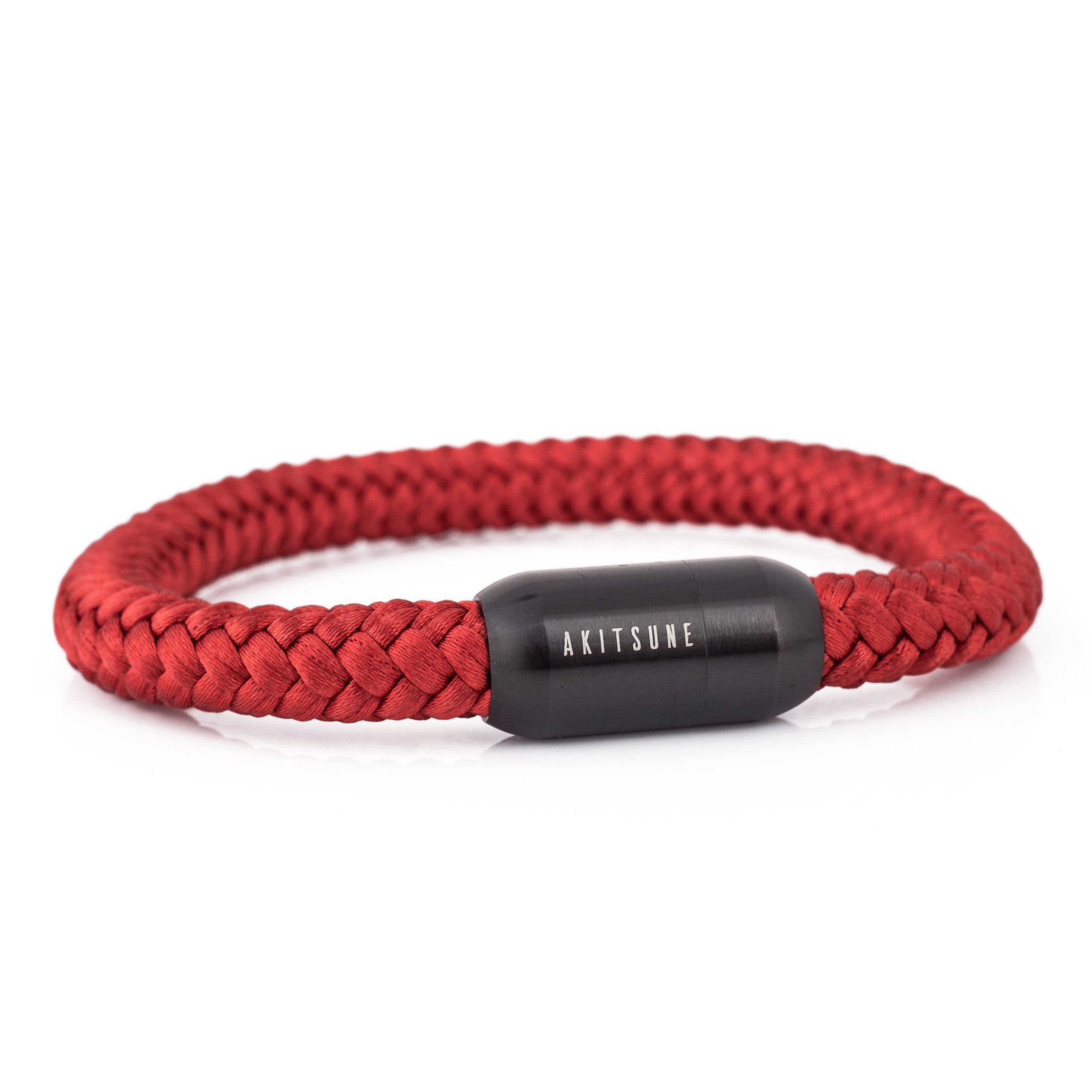 Akitsune Armband Portus Segeltau-Armband Schwarz-Weinrot 19cm