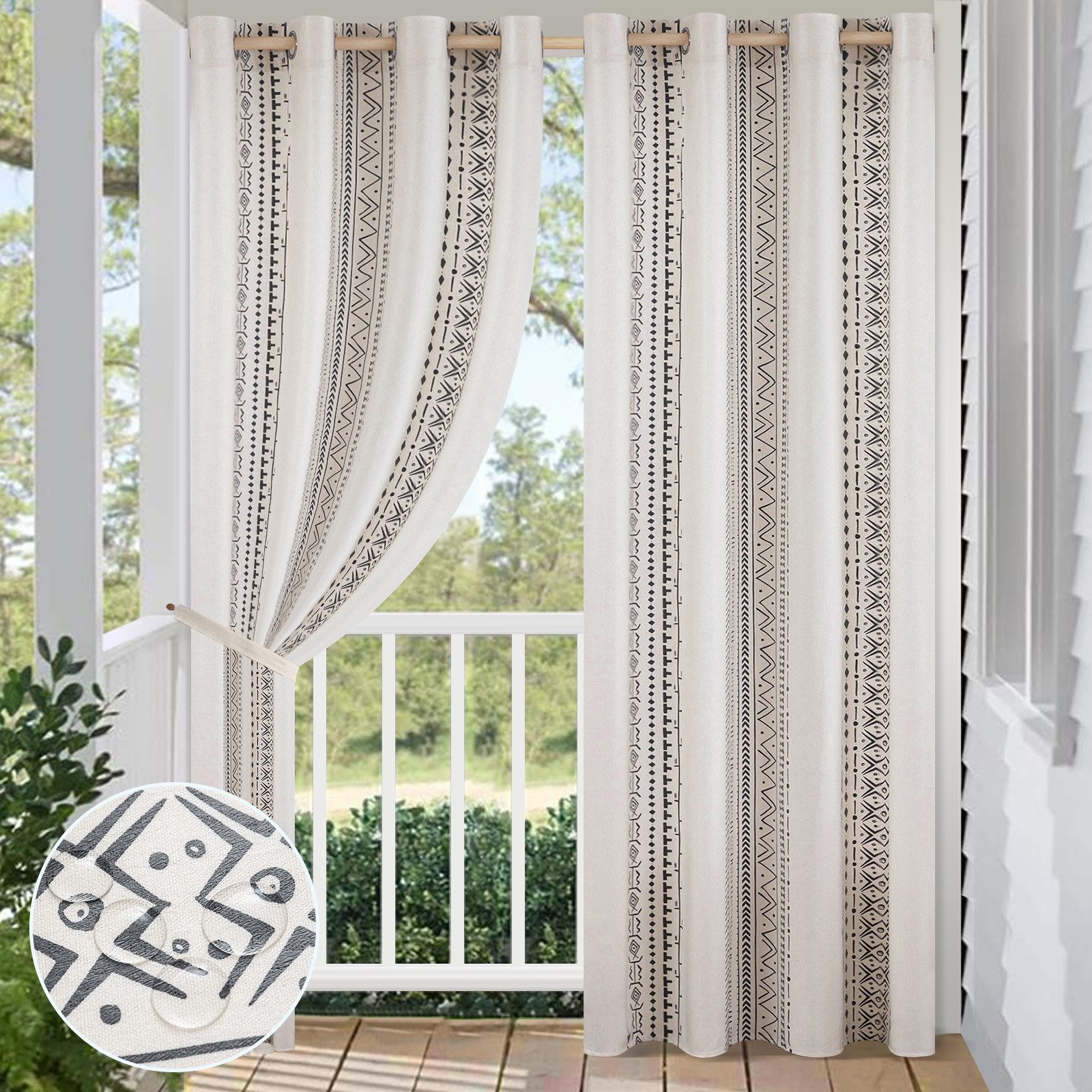 Jibenhome Outdoorgardine Outdoor Vorhang Wetterfest mit günstig online kaufen
