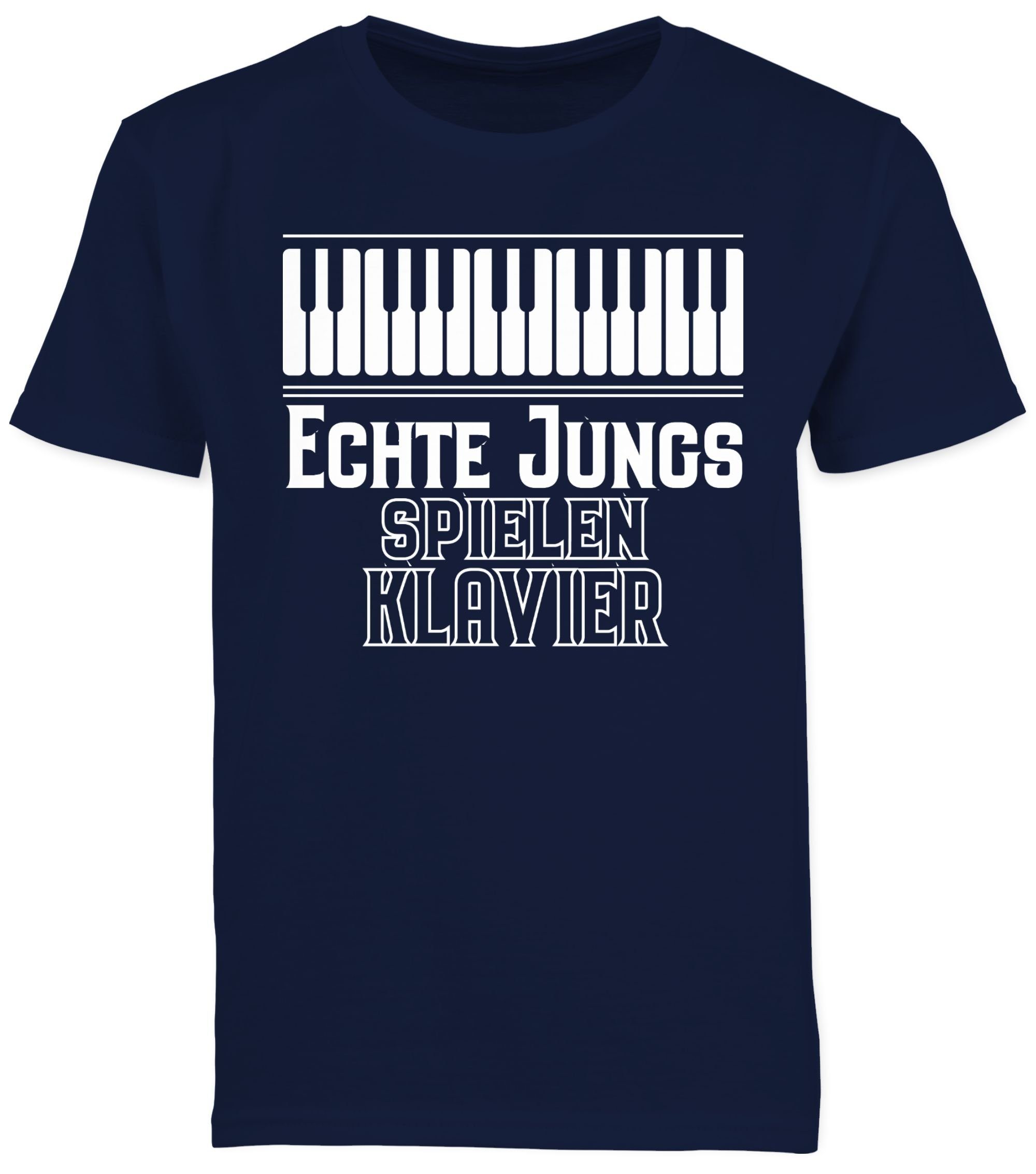 Statement spielen Echte 1 Jungs T-Shirt Dunkelblau Klavier Sprüche Kinder Shirtracer