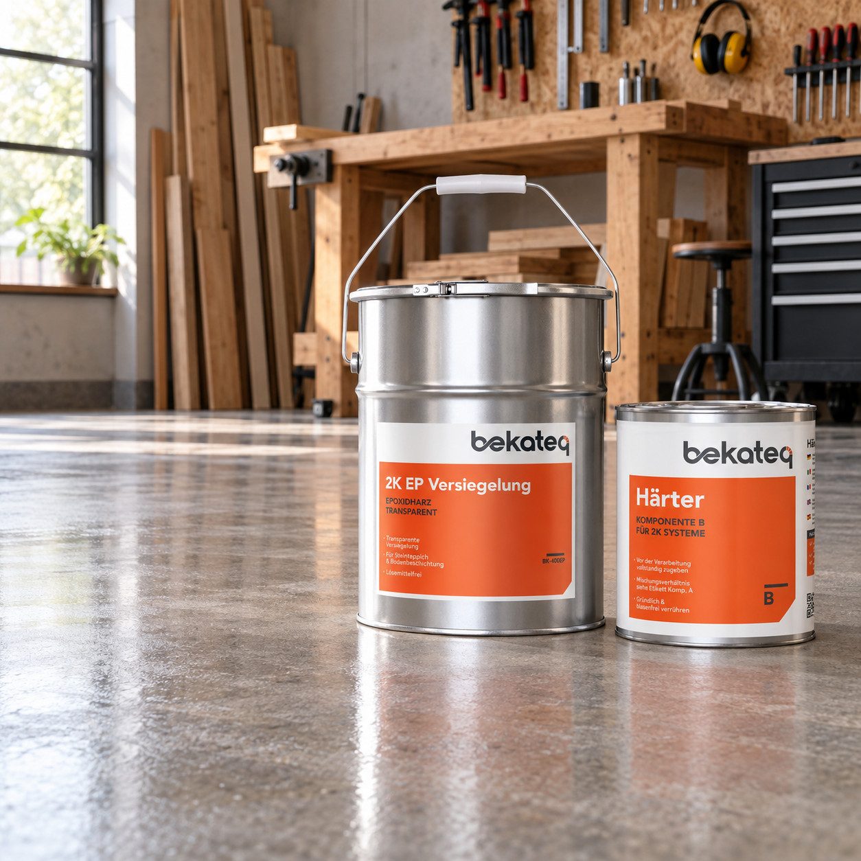 BEKATEQ Bodenversiegelung BK-400EP 2K Epoxidharz Versiegelung farblos glänzend, weichmacherfest, hochbelastbar, Epoxy Gießharz – Bild 5 von 5