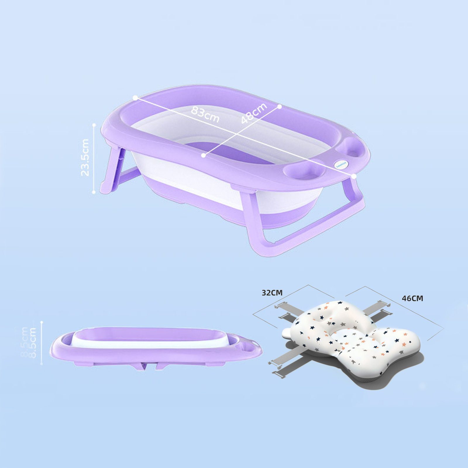 IKIDO Babybadewanne Faltbare Badewanne für Kinder (Tragbare Badewanne für Dusche, Kinder Summer Schwimmbad), Bisphenol A frei, bleifrei, phthalatfrei mehr