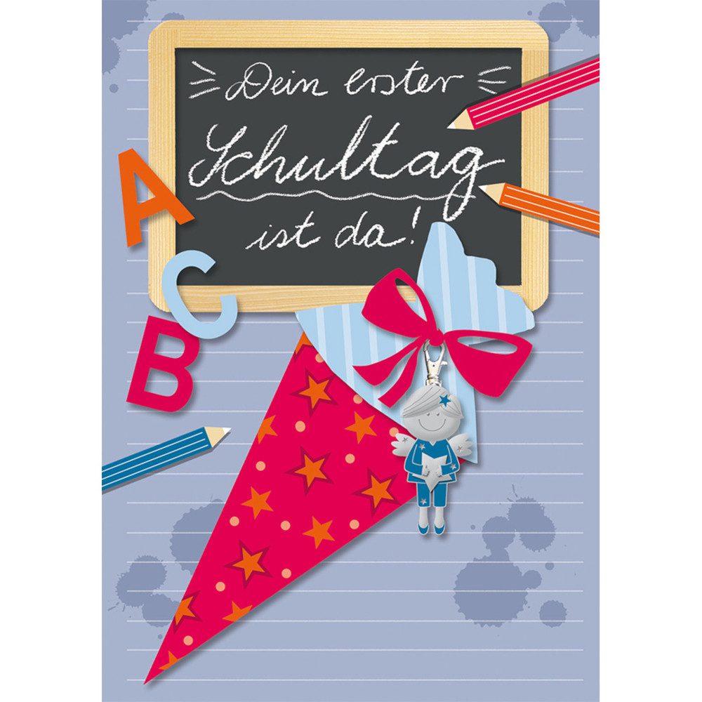 Eigenart Glückwunschkarte Schulanfangskarte - Anhänger - Junge