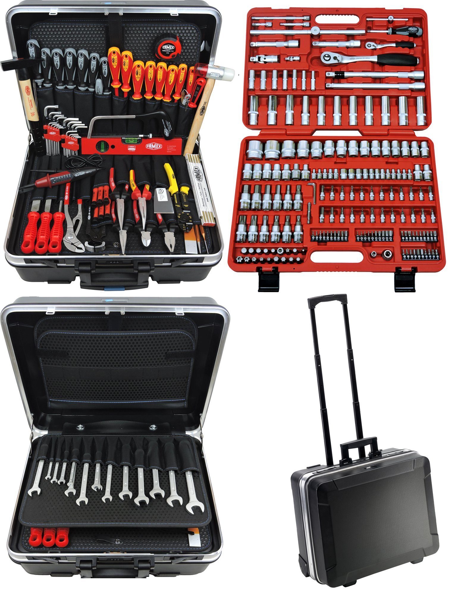 Komplettset, PROFESSIONAL Werkzeugkoffer FAMEX (302-St), 604-08 ABS-Schallenkoffer Werkzeugset Profi in