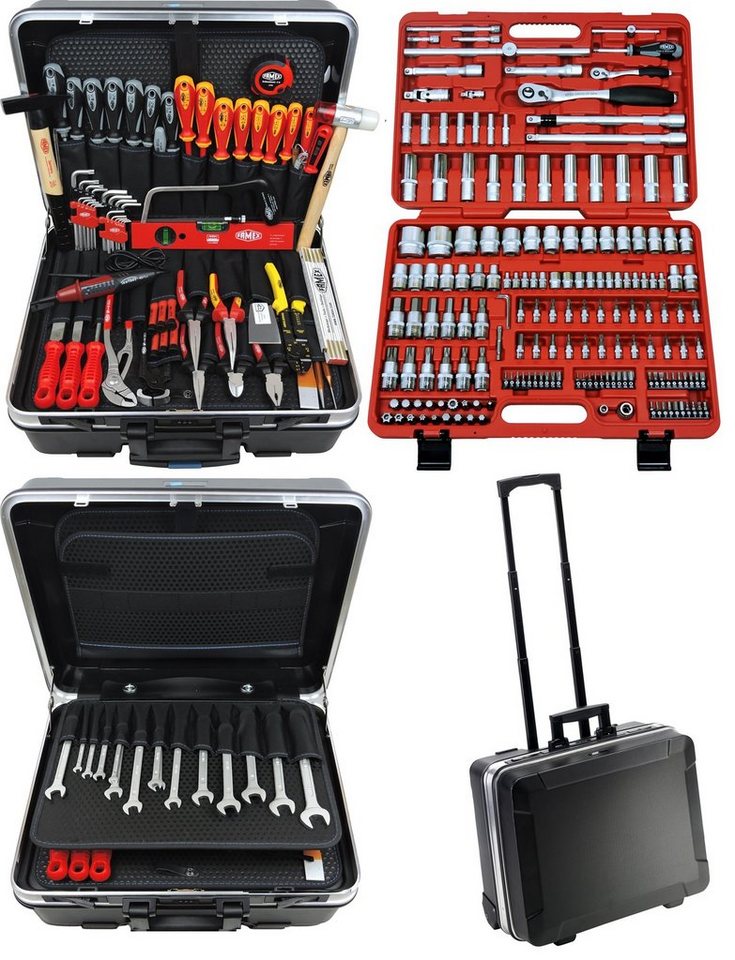 FAMEX Werkzeugset 604-08 Profi Werkzeugkoffer in ABS-Schallenkoffer  Komplettset, (302-St), PROFESSIONAL