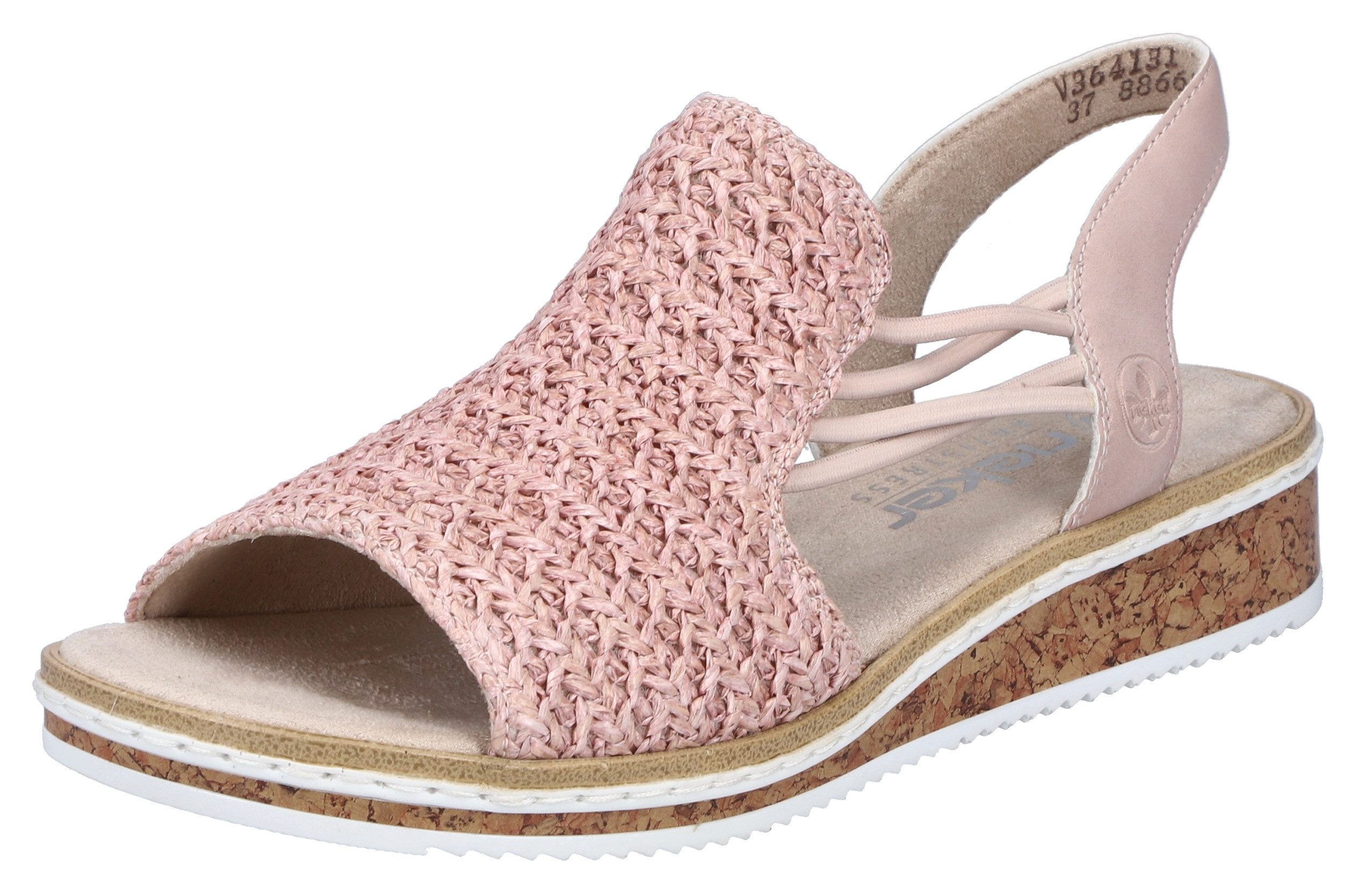 Rieker Sandale Sommerschuh, Sandalette, Keilabsatz, mit seitlichen Gummizügen