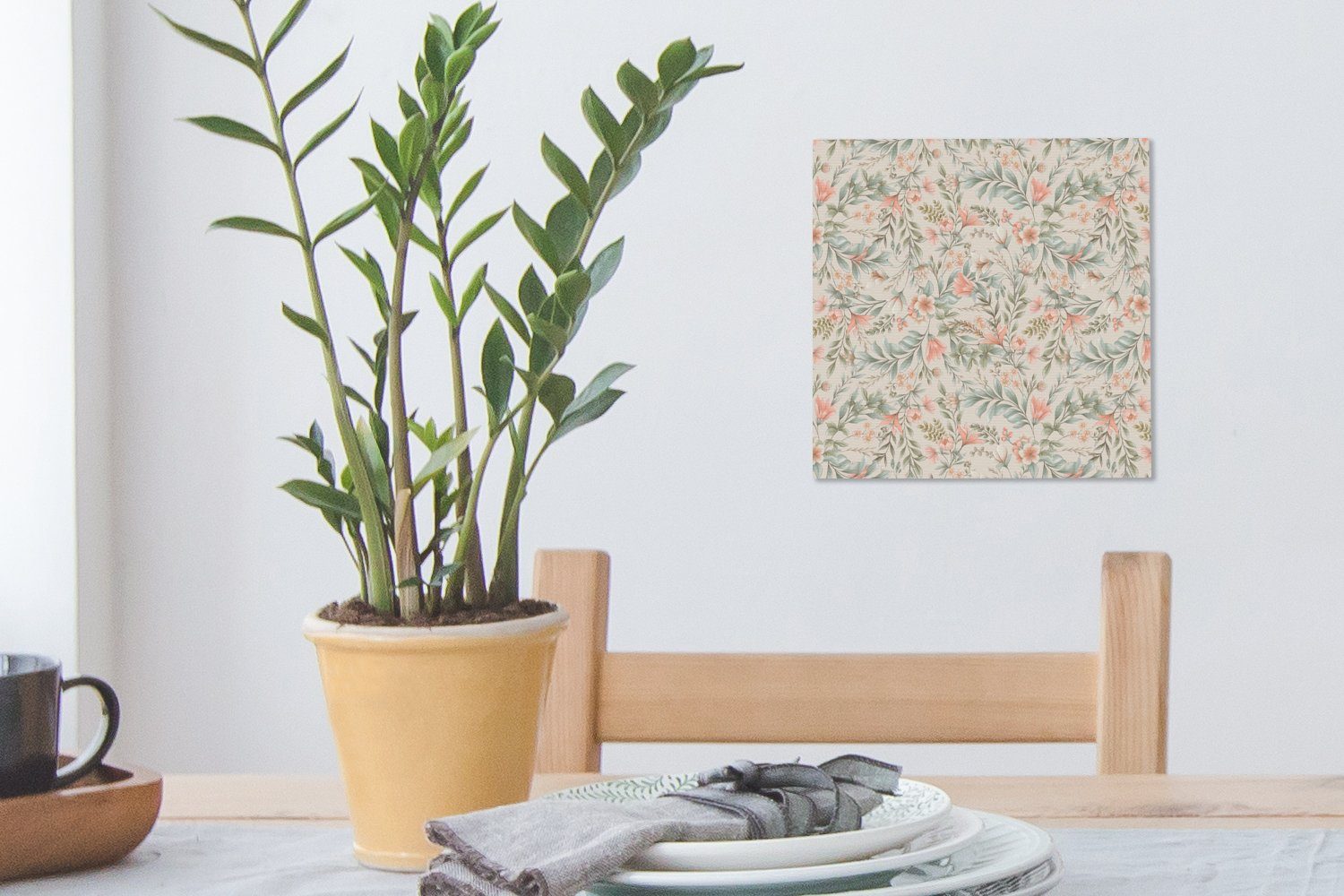 OneMillionCanvasses® - - Muster, Vintage St), für Leinwandbild Wohnzimmer Leinwand (1 Schlafzimmer Bilder Blumen
