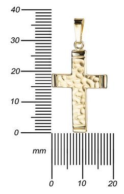 JEVELION Kreuzkette Hammerschlag Kreuzanhänger 585 Gold - Made in Germany (Goldkreuz, für Damen und Herren), Mit Kette vergoldet- Länge wählbar 36 - 70 cm oder ohne Kette.