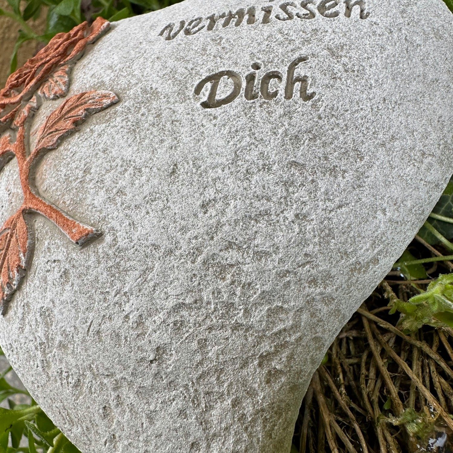 Radami Gartenfigur Grabherz vermissen Grabdeko Dich Gedenkstein - Wir Traue Grabschmuck 