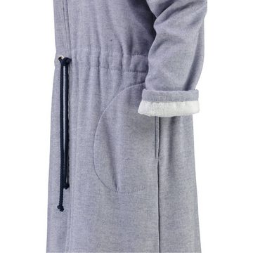 Cawö Damenbademantel, Kurzform, Baumwolle, Stehkragen, Gürtel, mit einem Reißverschluss