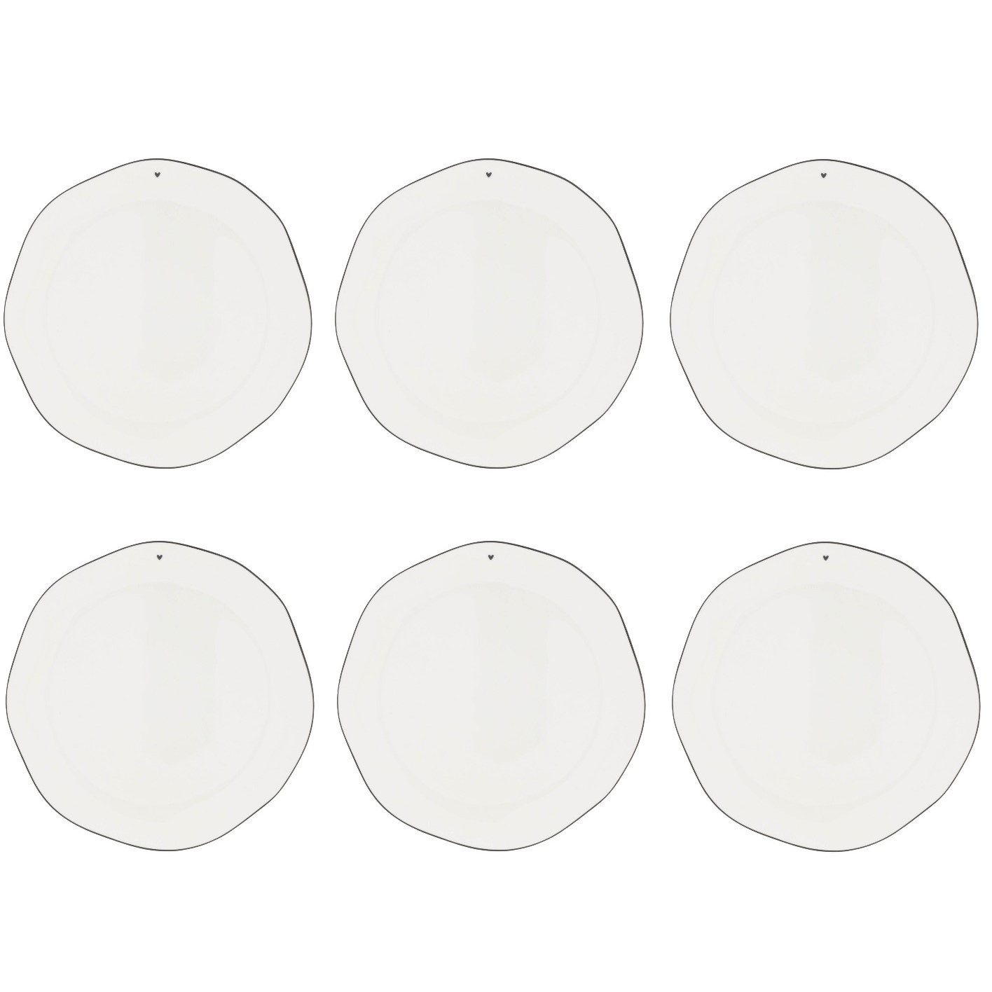 Bastion Collections Speiseteller Schwarzes Herz, Spülmaschinengeeignet, Weiß, Herz, H: 1cm