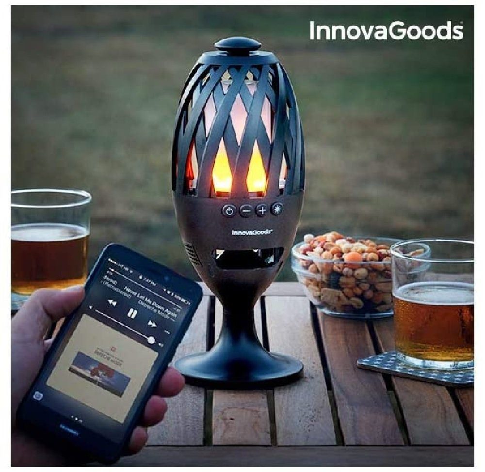 Luna24 simply great ideas... Bluetooth LED Leuchte mit Lautsprecher mit Flackerlicht. Bluetooth-Lautsprecher