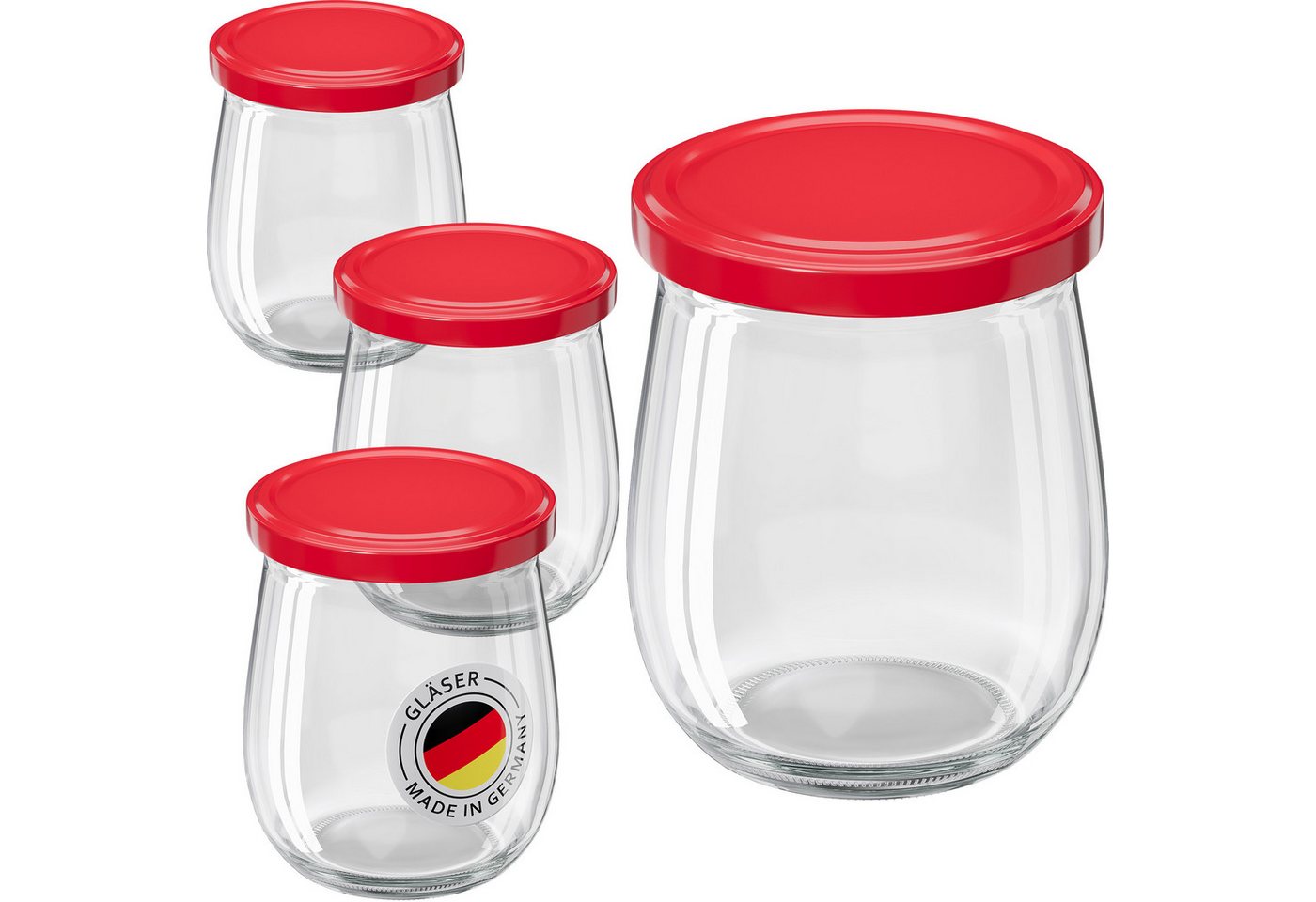 Wellgro Vorratsglas Einmachgläser mit Schraubdeckel 417ml - Deckel To 82, (25-tlg)