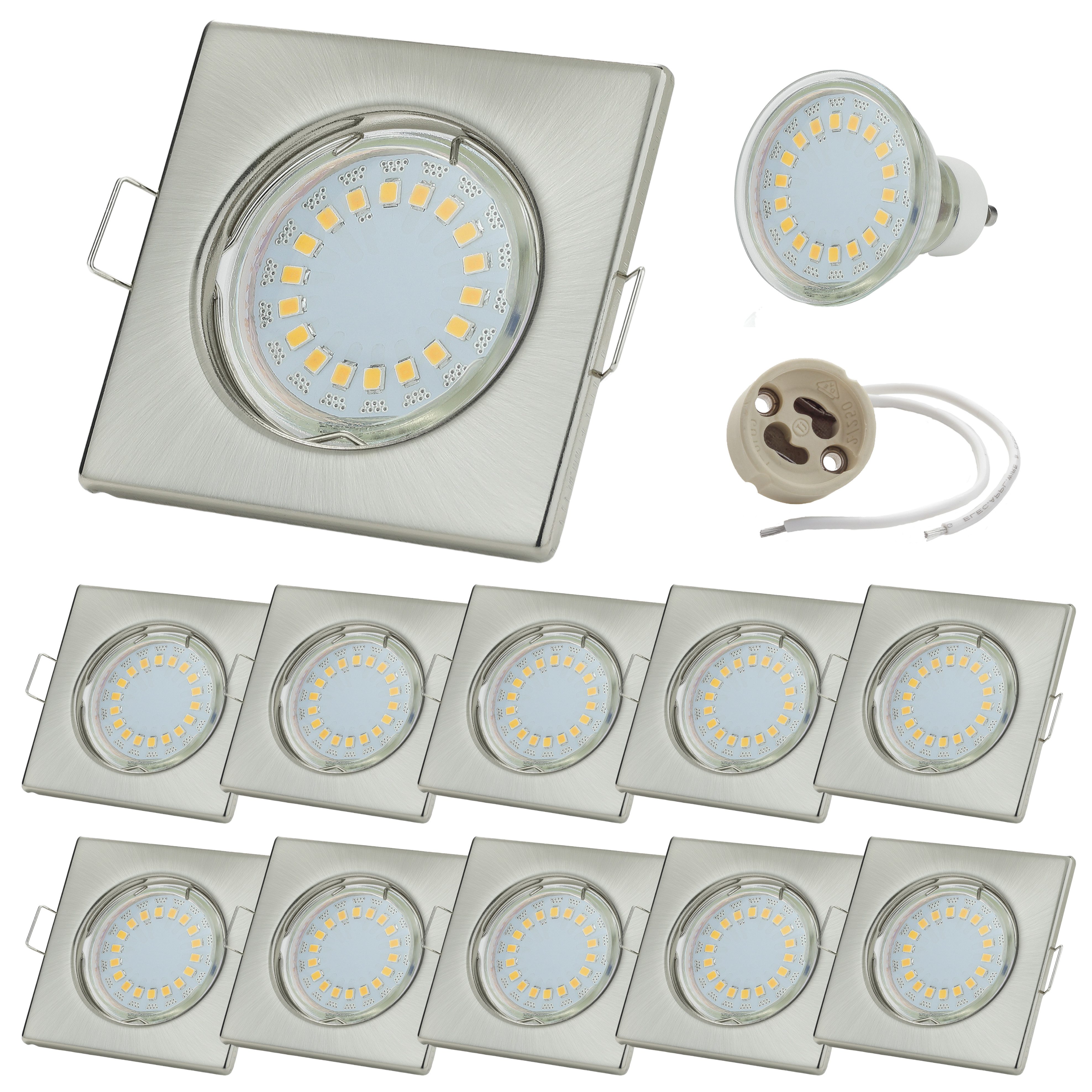 Sweet LED LED Einbaustrahler 10er Set 5W GU10 Deckenspots 230V eckig chrom- günstig online kaufen