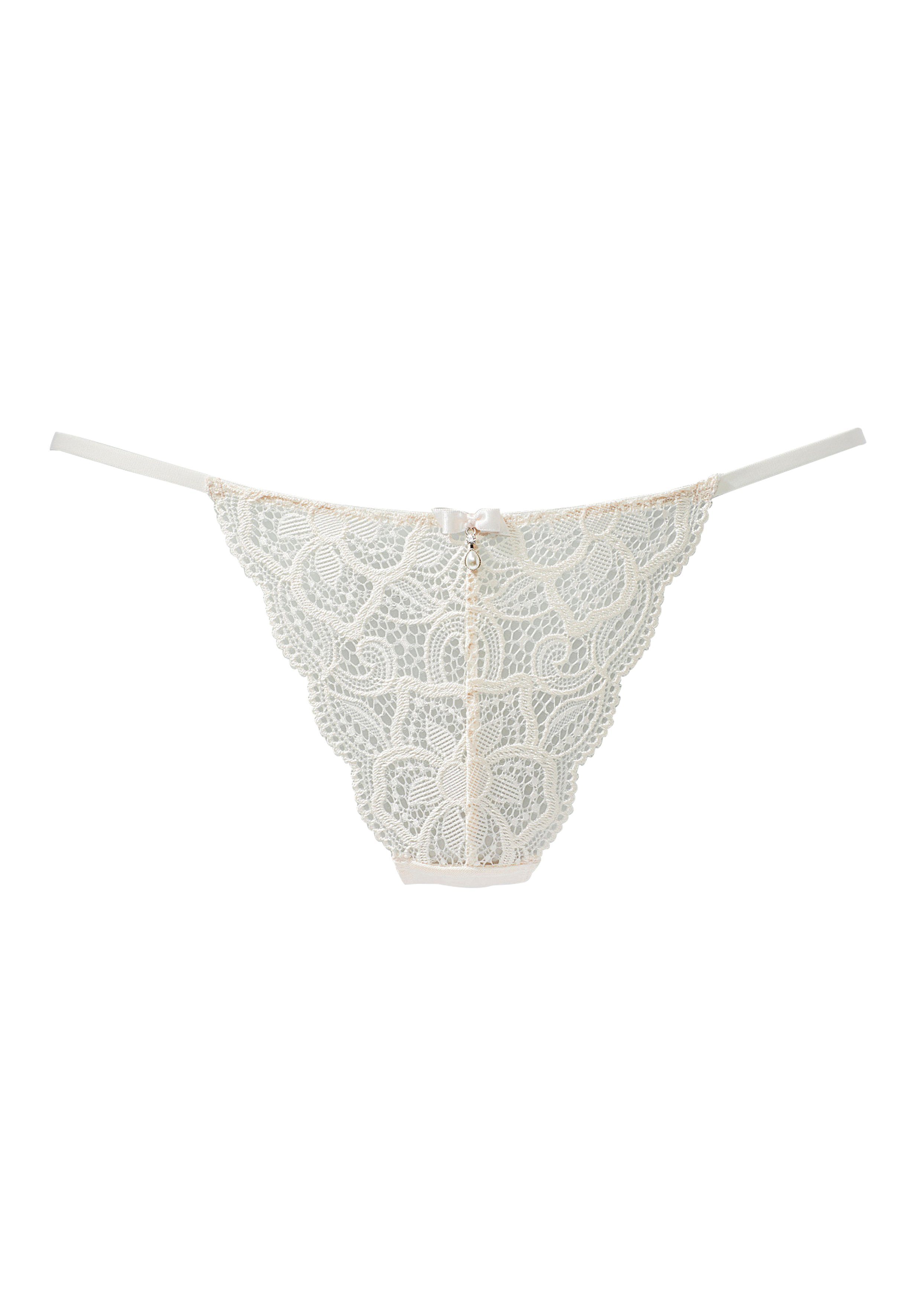 LASCANA String Nikoletta aus floraler Spitze mit Accessoire in Perlenoptik günstig online kaufen