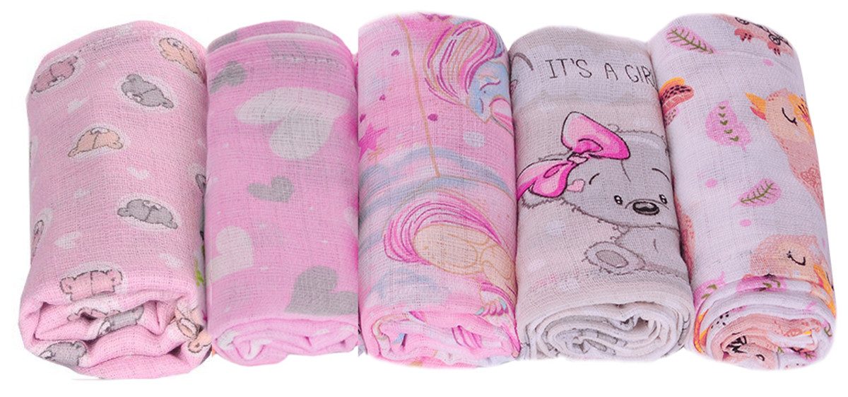 La Bortini Stoffwindeln Spucktücher Baby Mullwindeln Stoffwindeln Babytücher 5er Pack, aus reiner Baumwolle, 5er Pack