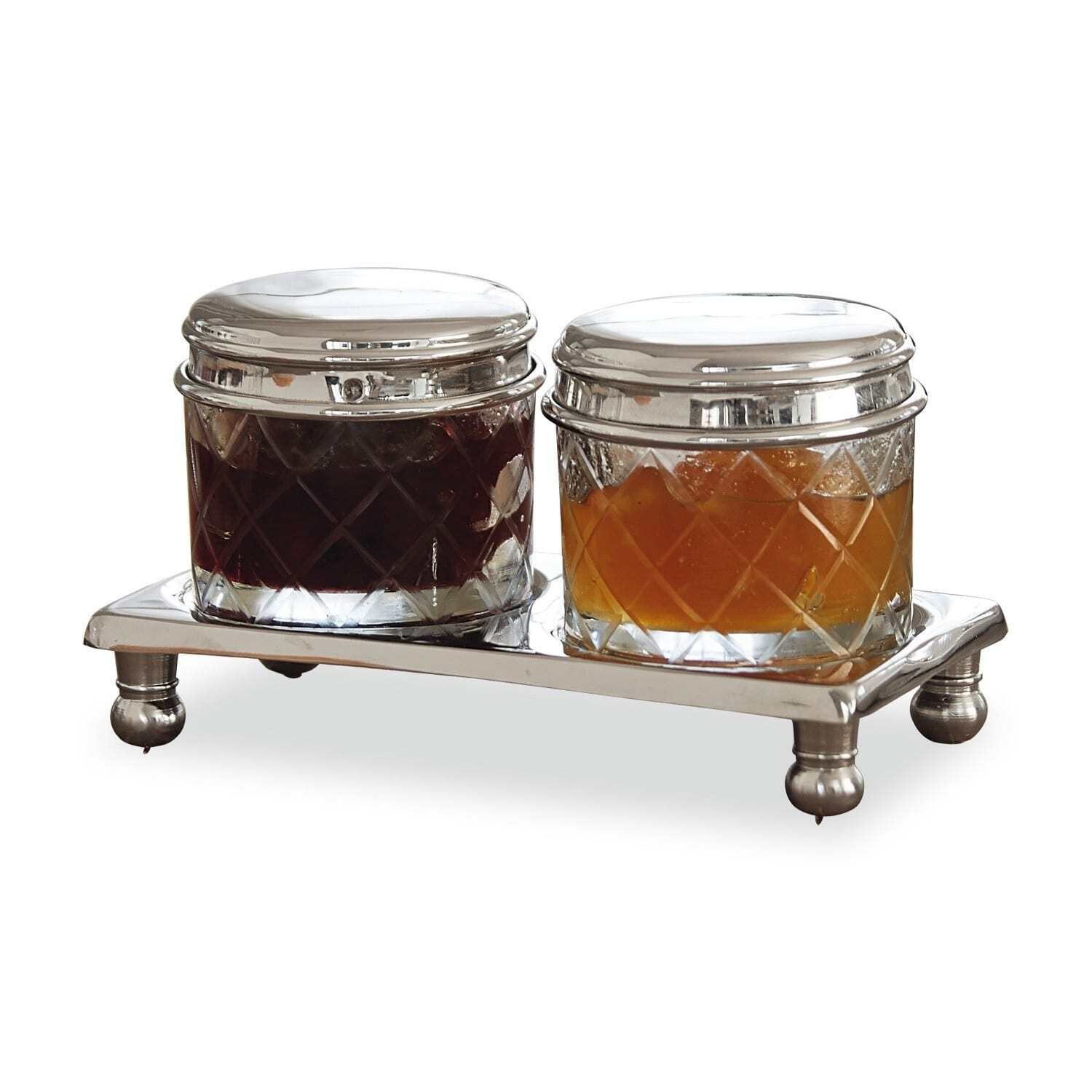 Mirabeau Vorratsdose Dosen 2er Set Aiton klar/silber, Glas, Deckel: Messing, Hal — Empfehlung für Herzhafte