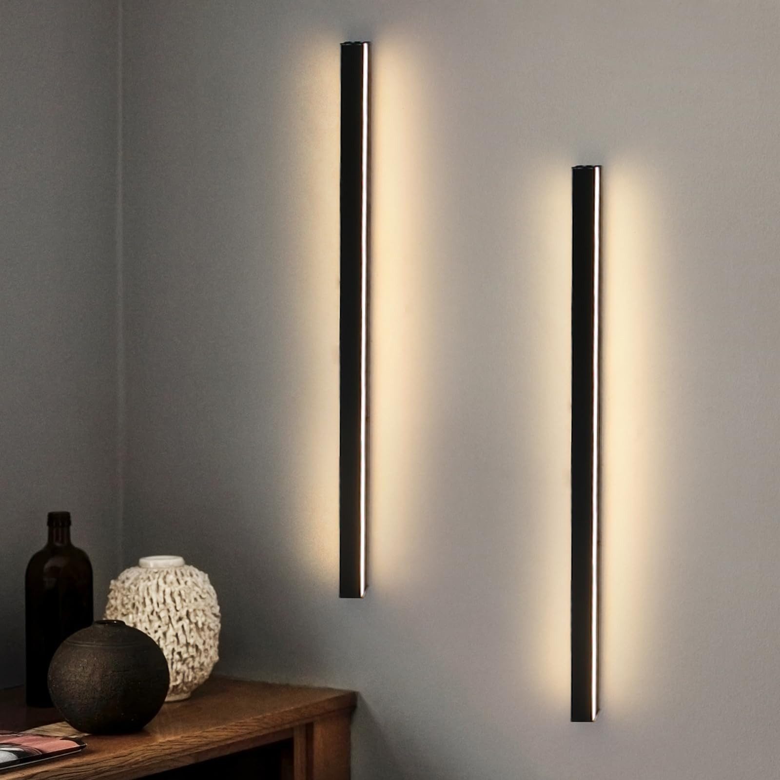 ZMH LED Wandleuchte Innen Schwarz 60/80/100CM günstig online kaufen
