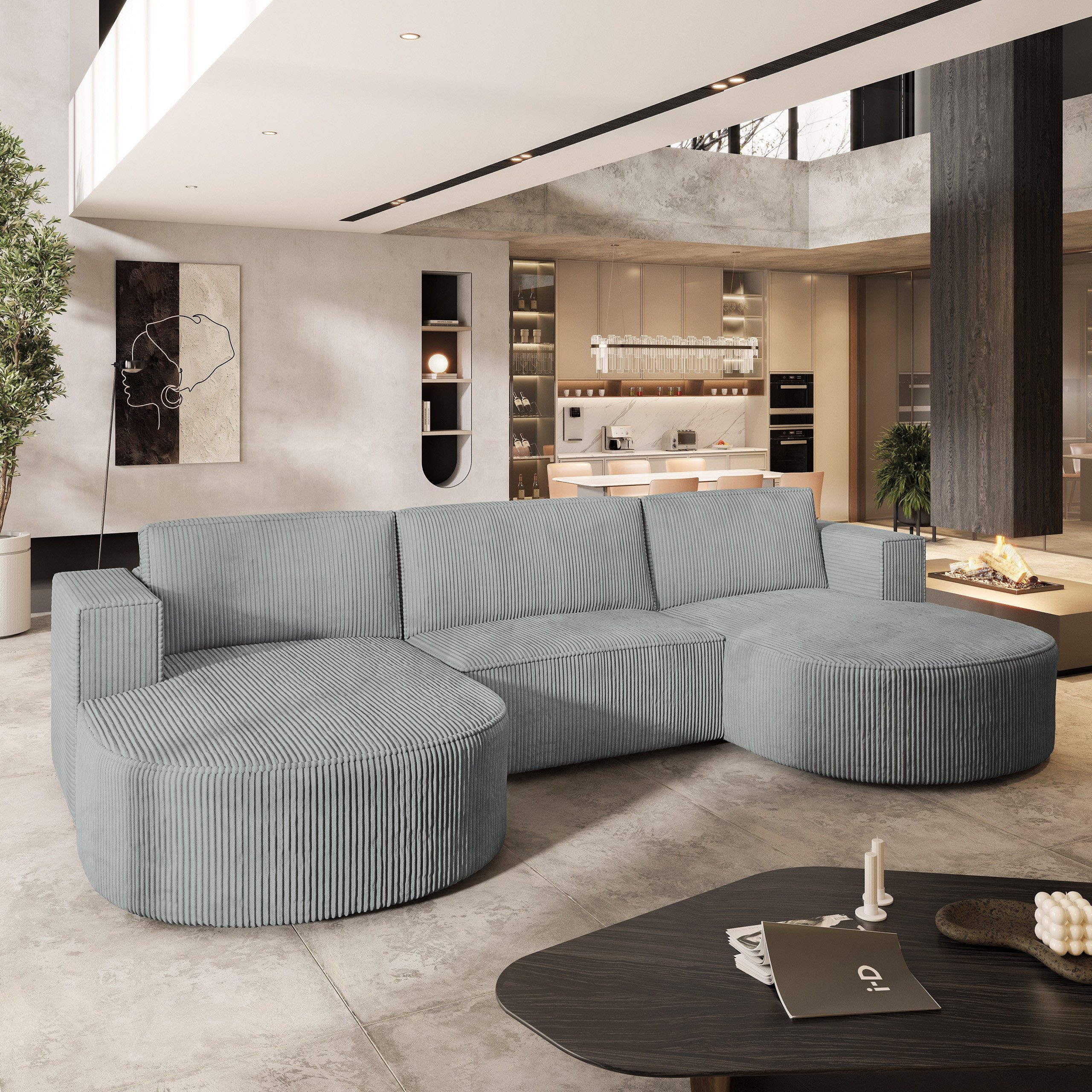 Masseno Ecksofa VEZZO mit Schlaffunktion U-Form, Sofa mit Bettkasten