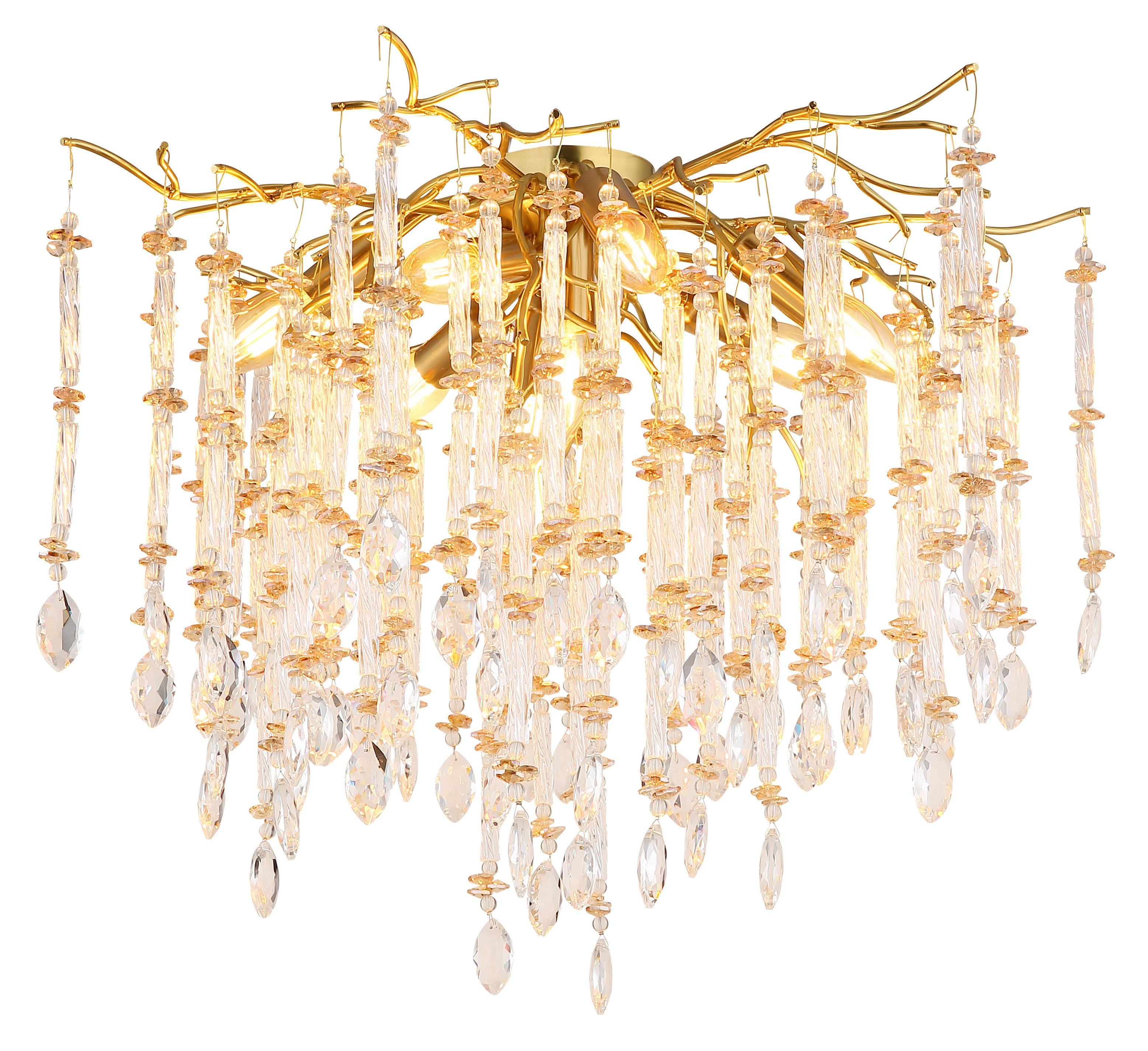 GLOBO LIGHTING Deckenleuchte GLORIA, Leuchtmittel wechselbar, Kristall Deckenleuchte für Wohn- & Esszimmer, gold