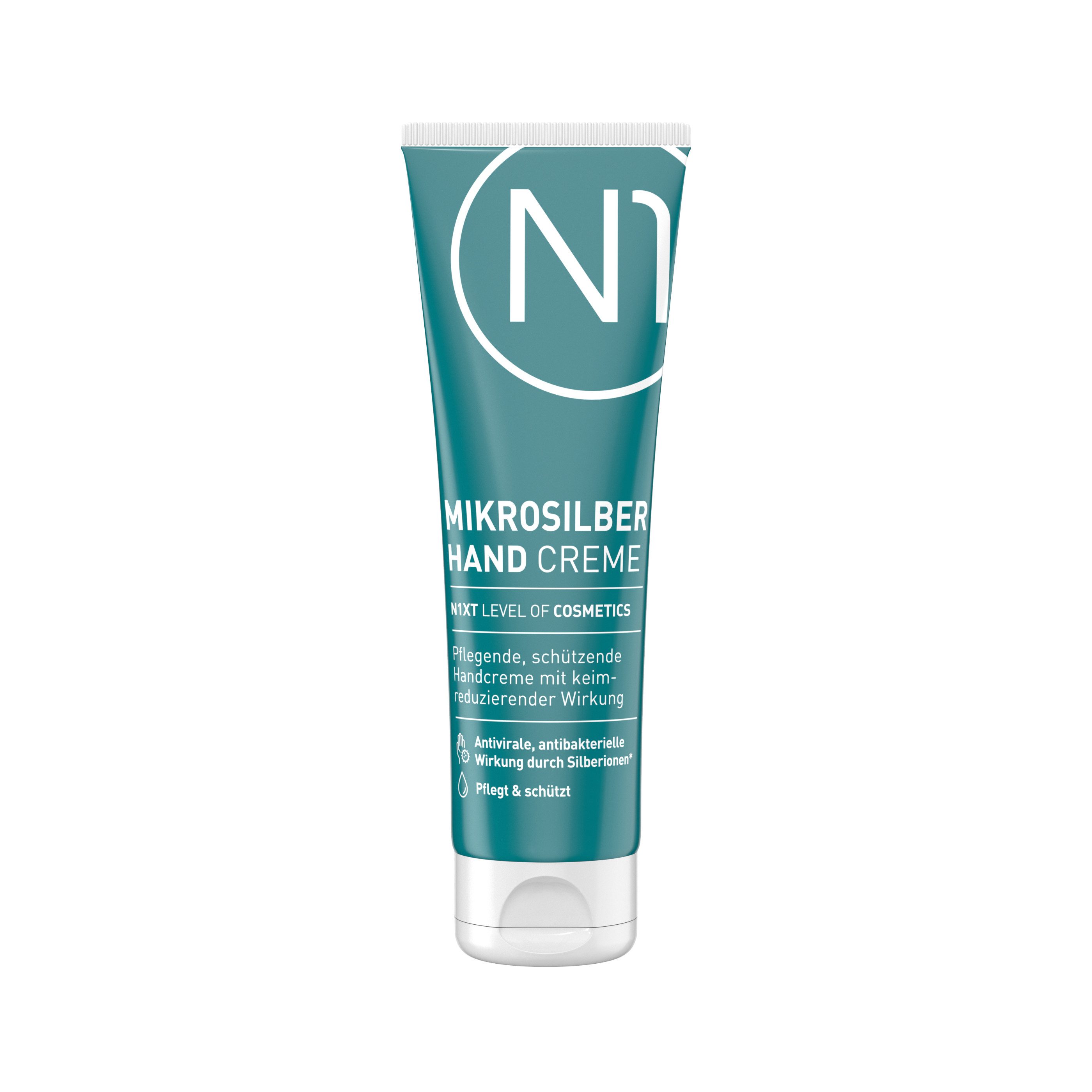 N1 Healthcare Handcreme N1 Mikrosilber Handcreme, 100ml [inkl. Desinfektion], Desinfiziert und pflegt die Haut gleichzeitig.