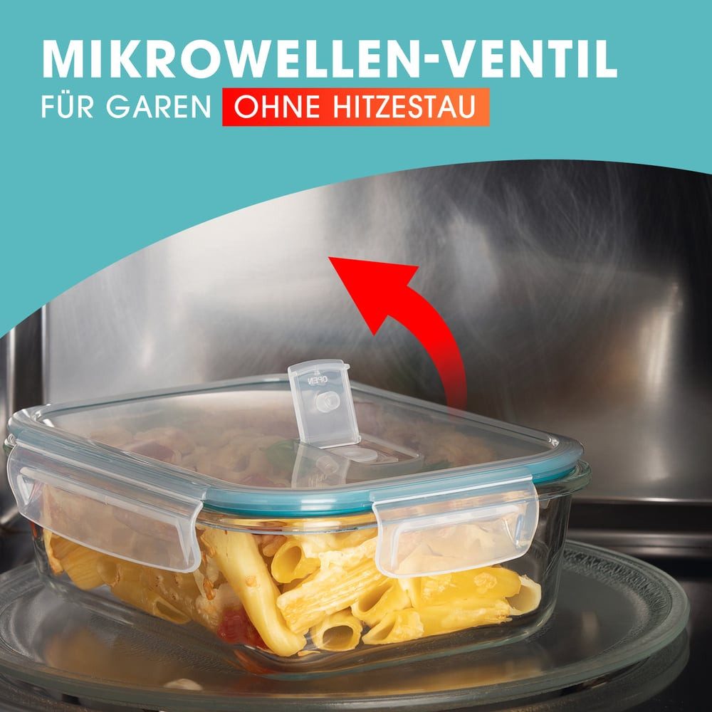 GOURMETmaxx Frischhaltedose, Glas, (6-tlg), lang-anhaltendes Aroma perfekt für gekochte Speisen, Snacks etc.