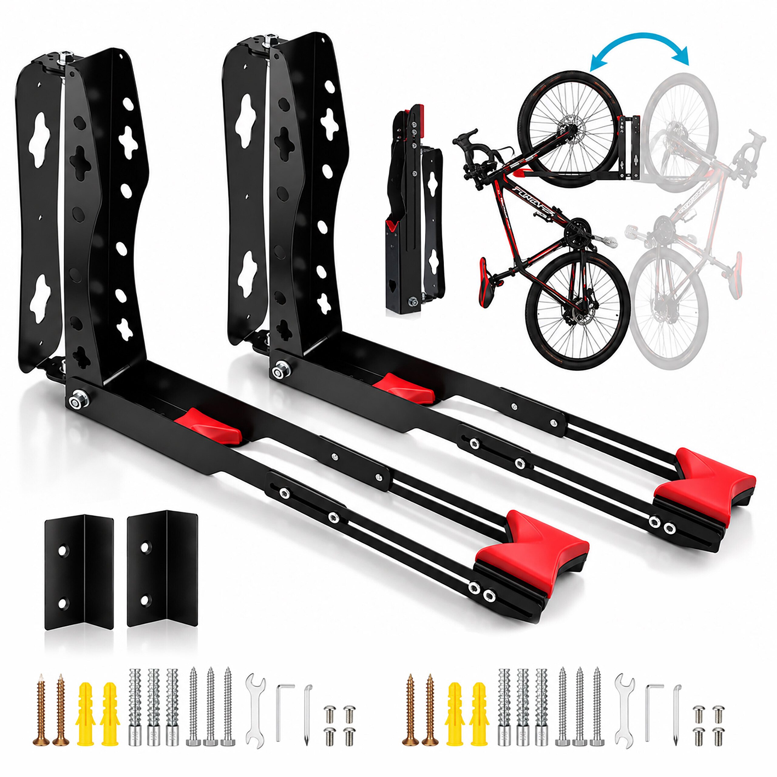 relaxdays Fahrradwandhalterung Fahrrad Wandhalterung schwenkbar (2-tlg), 2er