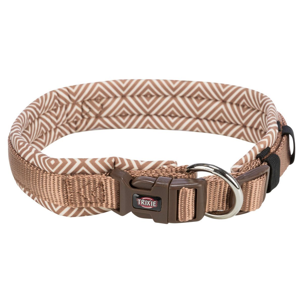 Hunde-Halsband Premium Halsband mit Neopren-Polsterung Boho-Rauten/karamell, extra br