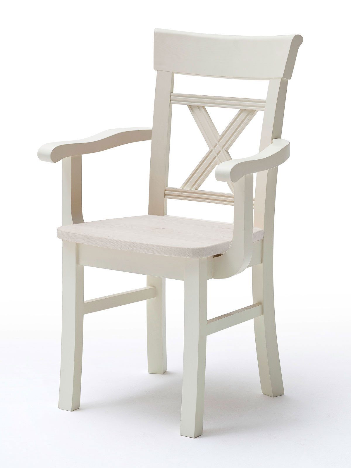 Casamia Esszimmerstuhl Esszimmer Stuhl mit Armlehne Padua mit Massivholzsitzfläche panna