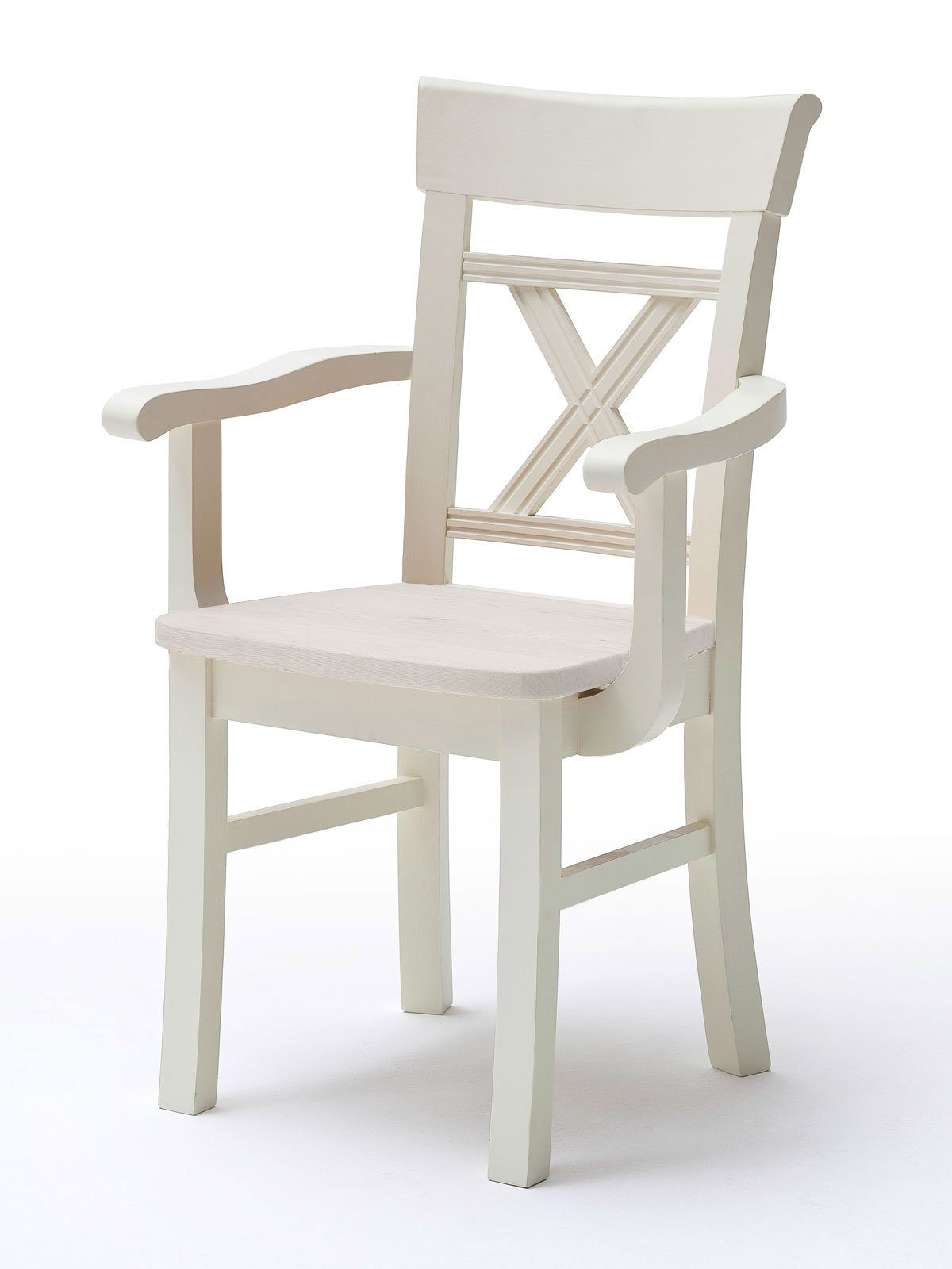 Esszimmerstuhl Esszimmer Stuhl mit Armlehnen Padua mit Holzsitzfläche ohne Sitzkissen