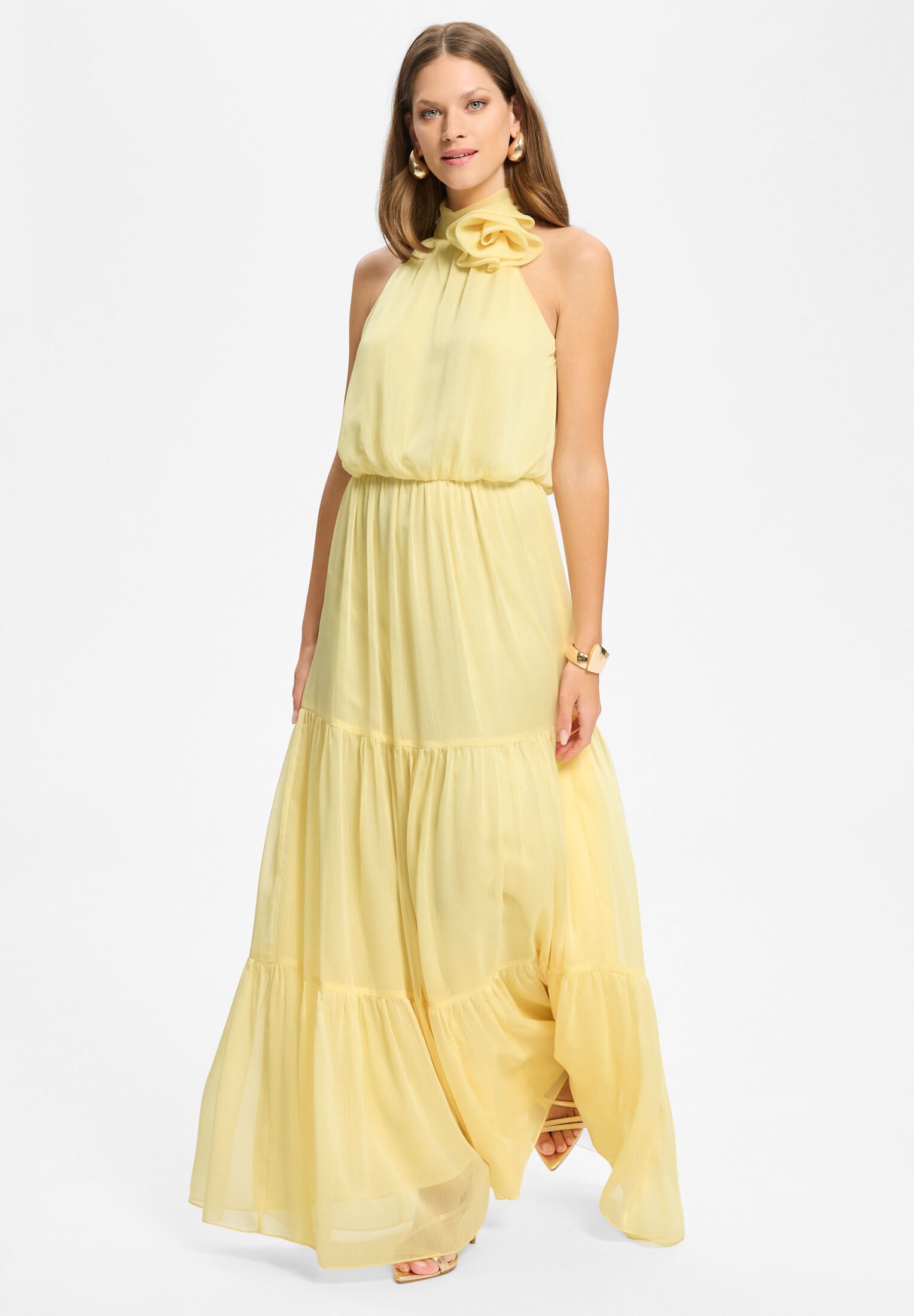 SWING Abendkleid - Abendkleid aus Crinkle Chiffon mit Stufenrock Taillierter Schnitt mit fließendem Rockteil