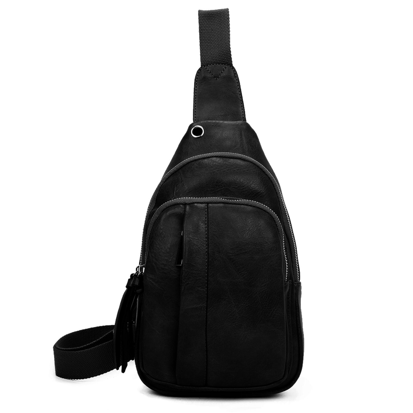 EAAKIE Umhangetasche Brusttasche Umhangetasche Cross Body Sling Bag Herren Kunstleder als Schultertasche CrossOver Umhangetasche tragbar