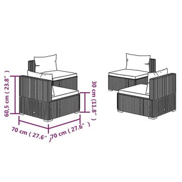 vidaXL Gartenlounge-Set 4-tlg. Garten-Lounge-Set mit Kissen Poly Rattan Grau, (1-tlg)