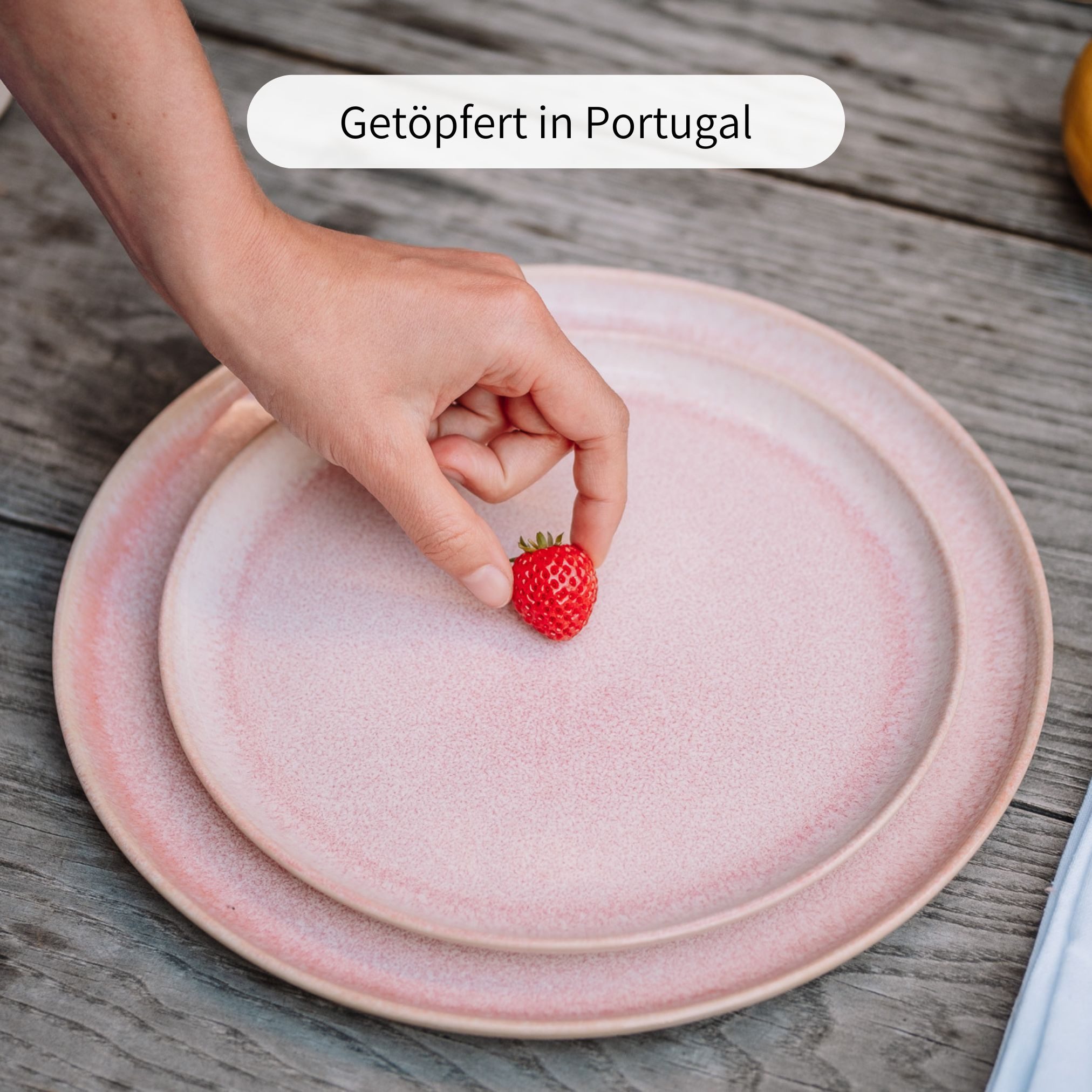 Econovo Teller-Set Handgefertigt (12-tlg), Steingut, Keramikteller Made in Portugal