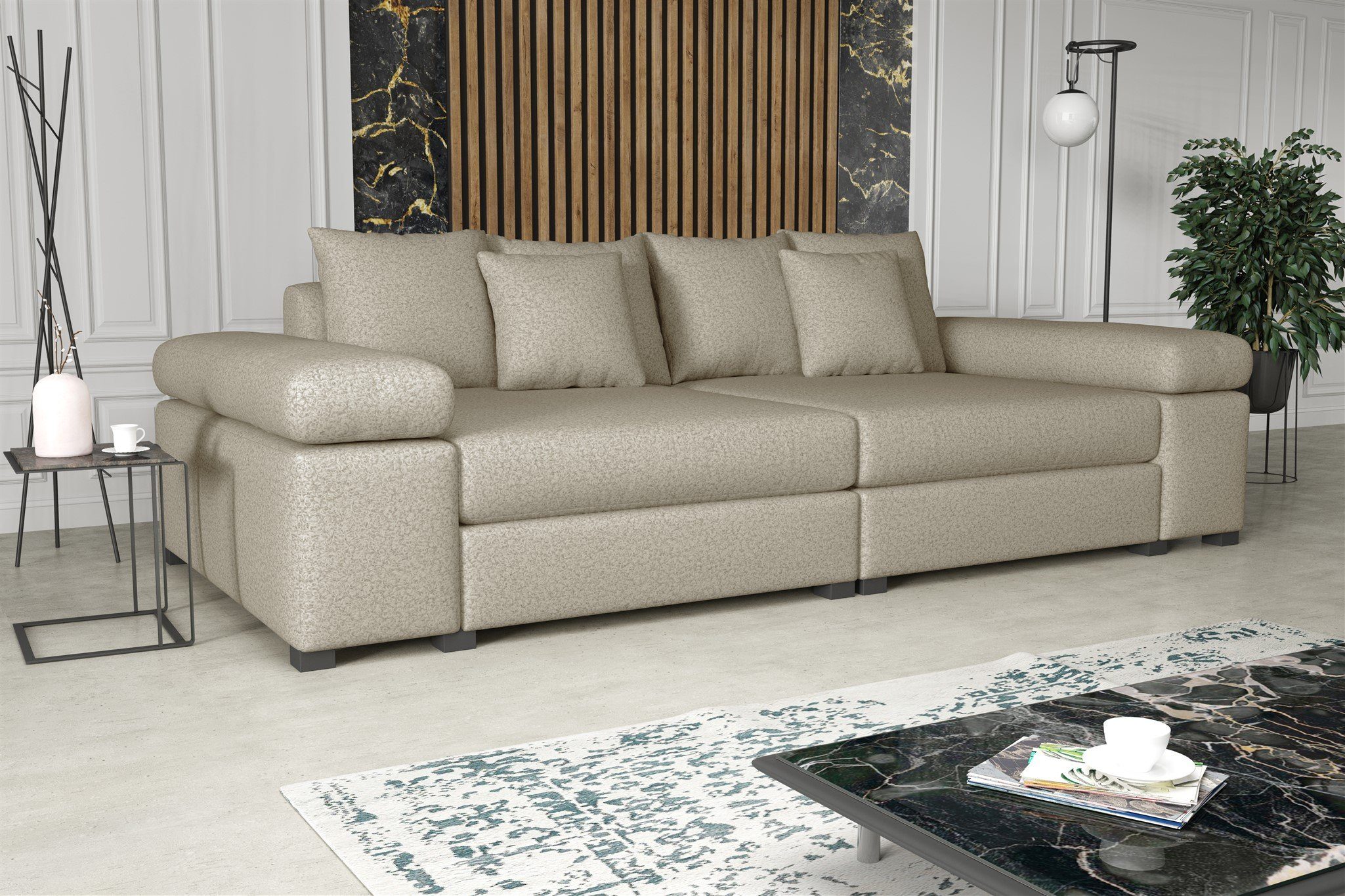 Stoff, S072G0U59YIP2 mit Möbel oder Megasofa in Hocker, Vintage-look Couchgarnitur Riesensofa AREZZO Big-Sofa Kunstleder Fun ohne oder Artikelnummer: