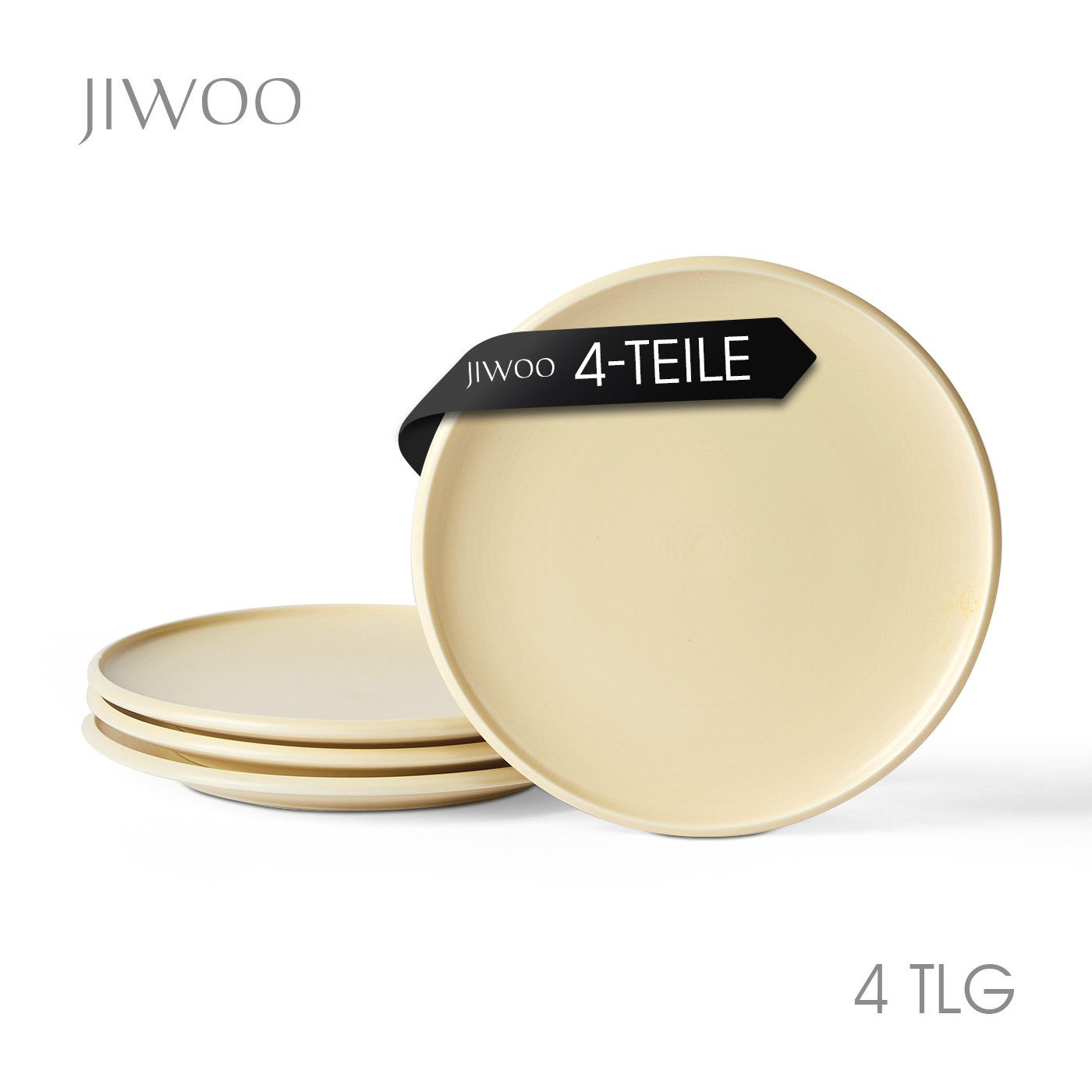 JIWOO Speiseteller 4er Ø21,8cm, Frühstücksteller Pastateller Teller Brotteller Plate, (4 St), Hochwertiges Tellerset Orange Mikrowellenofen Spülmaschine Ø 21,8cm