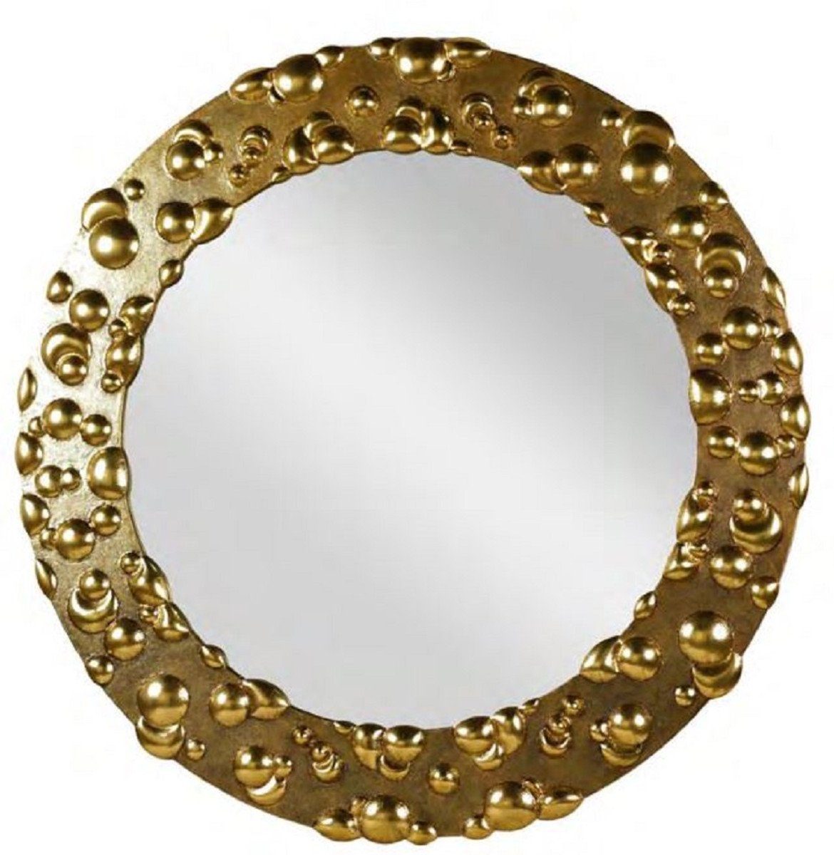 Casa Padrino Spiegel Designer Spiegel Antik Gold Ø 150 cm - Runder Metall Wandspiegel - Wohnzimmer Spiegel - Garderoben Spiegel - Luxus Qualität