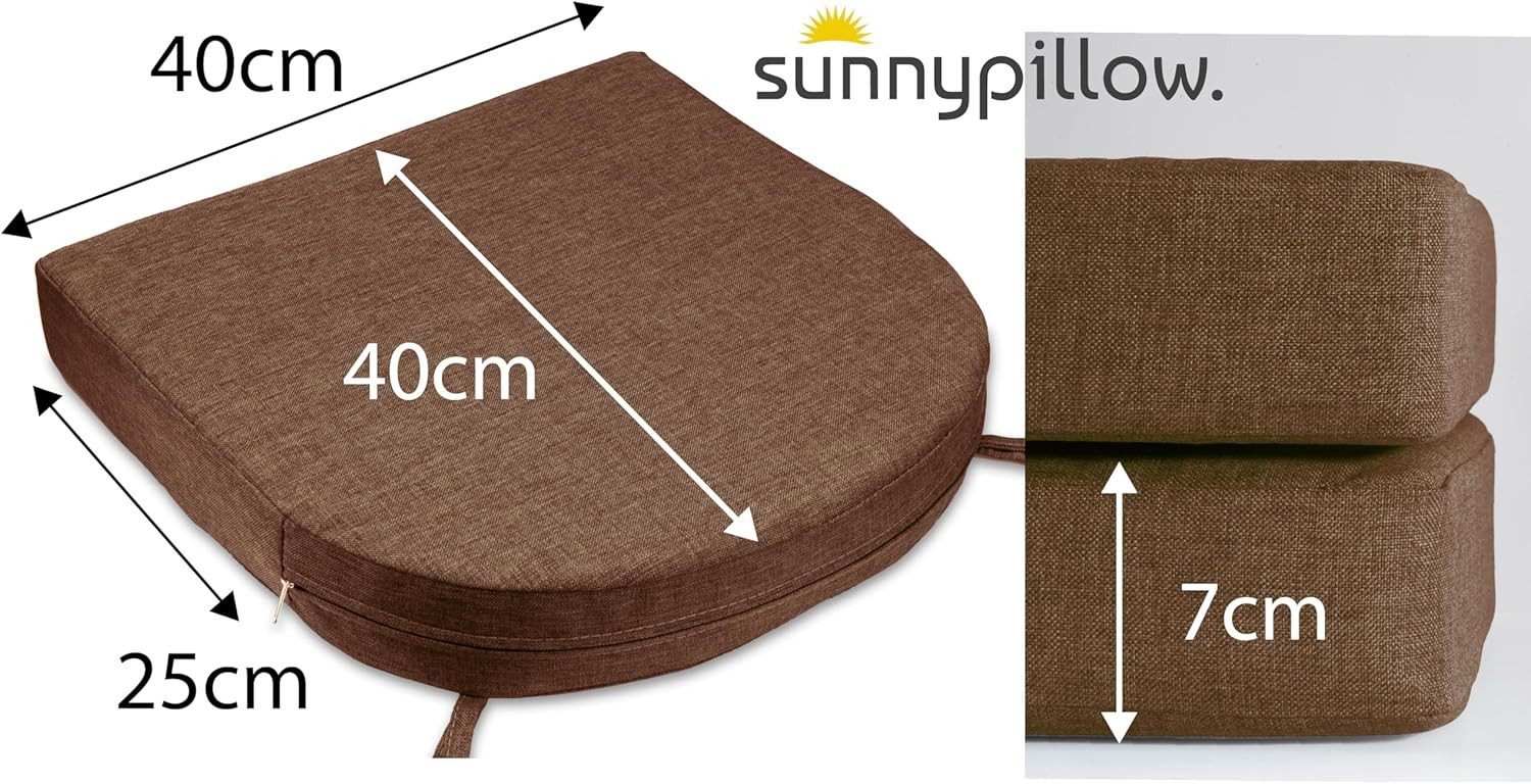 sunnypillow Stuhlkissen 2er Set Stuhlkissen 40 x 40 cm, zylindrische Form, "HAVANA", Braun