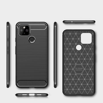 CoverKingz Handyhülle Google Pixel 5 Handyhülle Silikon Case Cover Tasche Bumper Etui 15,2 cm (6 Zoll), Handyhülle Bumper Silikoncover Softcase Carbonfarben