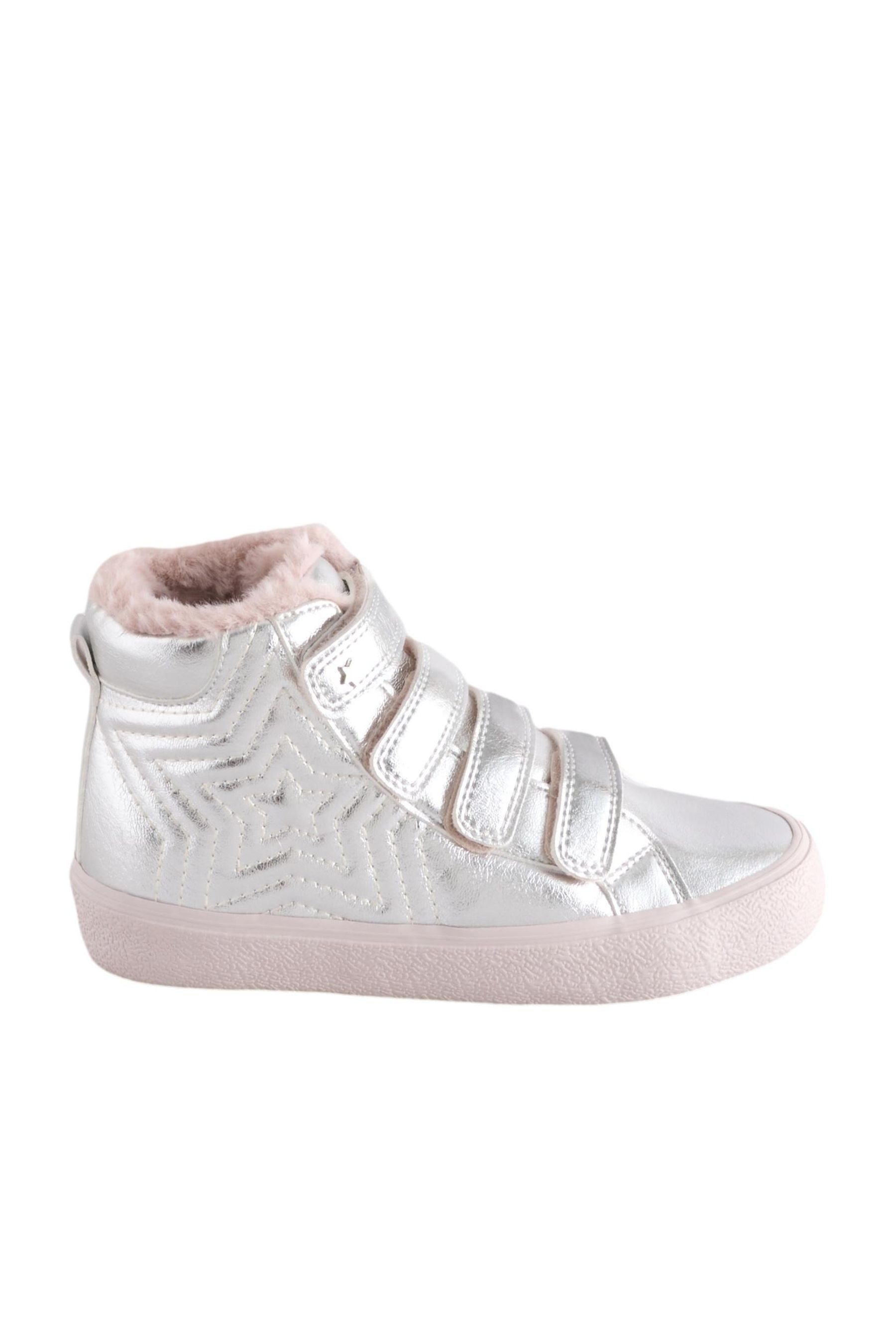 Metallic-Stiefel mit Klett, weite Passform Sneaker