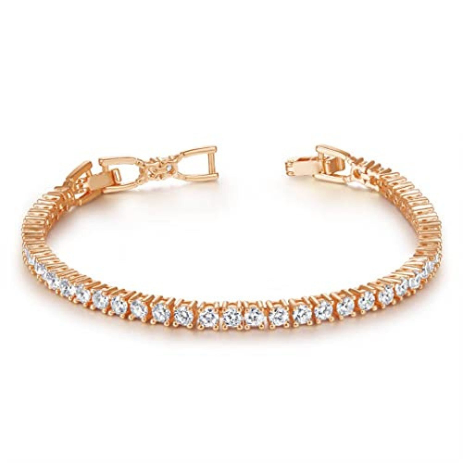 Lisandra Scott Tennisarmband Funkelndes Shiny Tennisarmband mit glänzenden Steinen I Damen Schmuck, 17,5 cm lang – Nickelfrei & Anlaufgeschützt