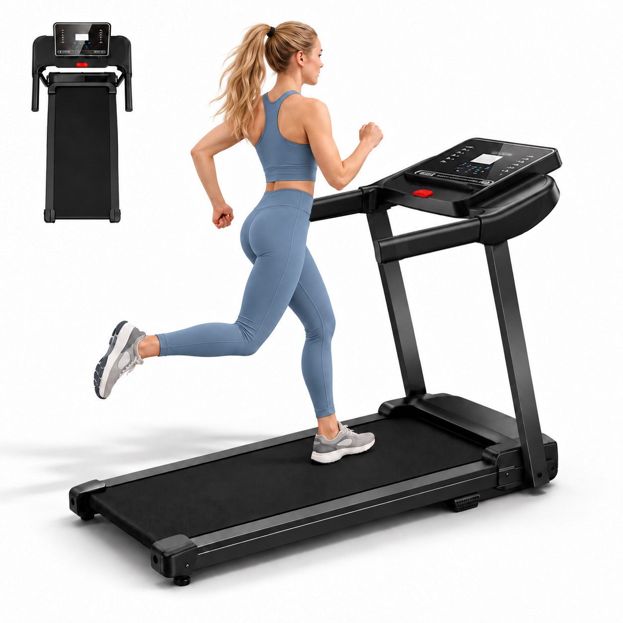 Favofit Laufband klappbar für zur hause,3-in-1, 1–10 km/h, 2,5 PS Peak, 12 Programme, 100×38 cm Lauffläche, bis 125 kg – platzsparend klappbar