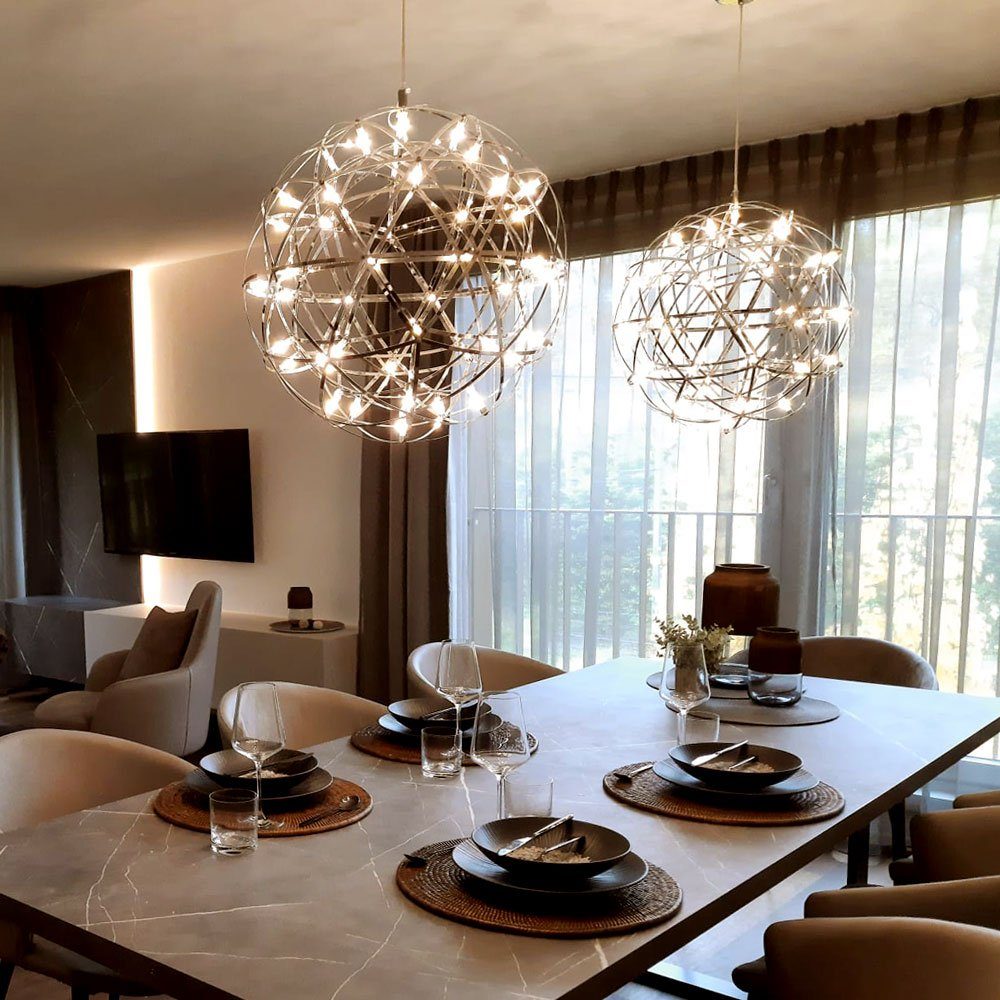 s.luce Pendelleuchte LED Hängeleuchte Atom Dimmbar Chrom, Warmweiß