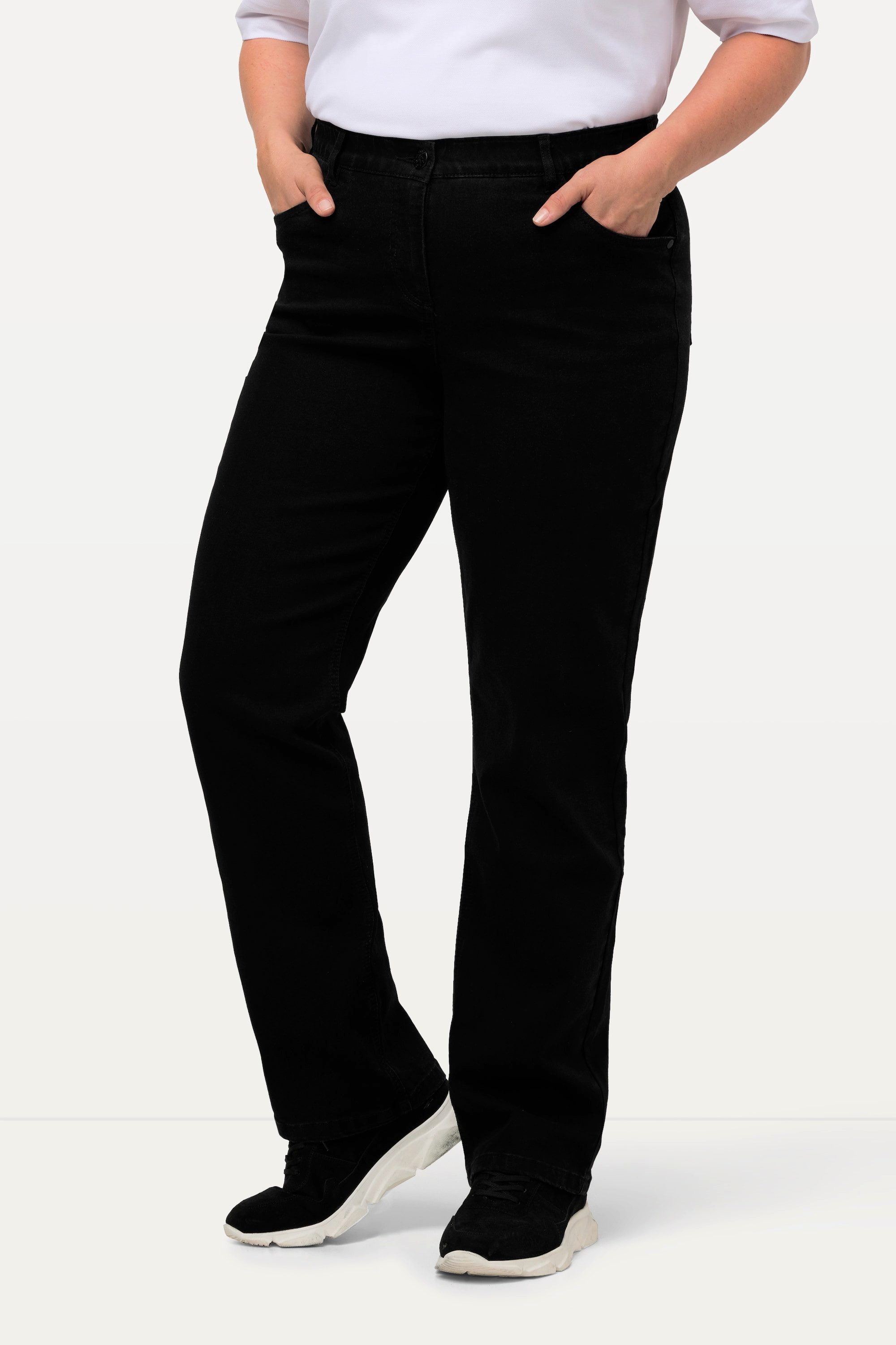 Ulla Popken Funktionshose Jeans Mandy gerade 5-Pocket-Form Komfortbund