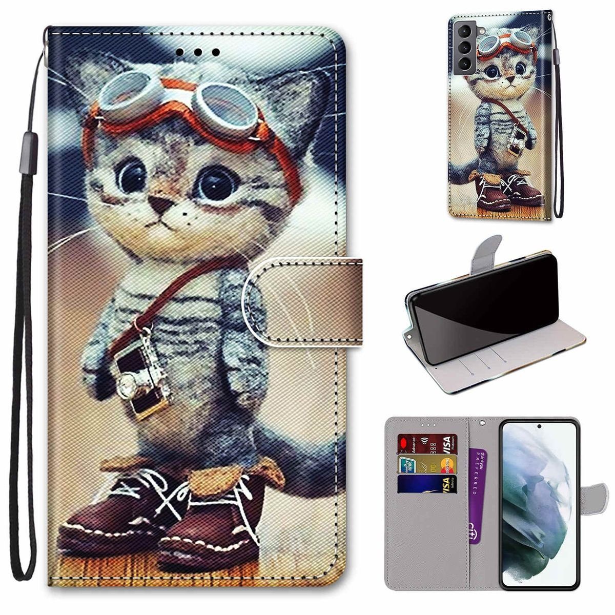 Wigento Handyhülle Für Samsung Galaxy S22 5G Kunstleder Handy Tasche Book Motiv 1 Schutz Hülle Case Cover Etui Neu