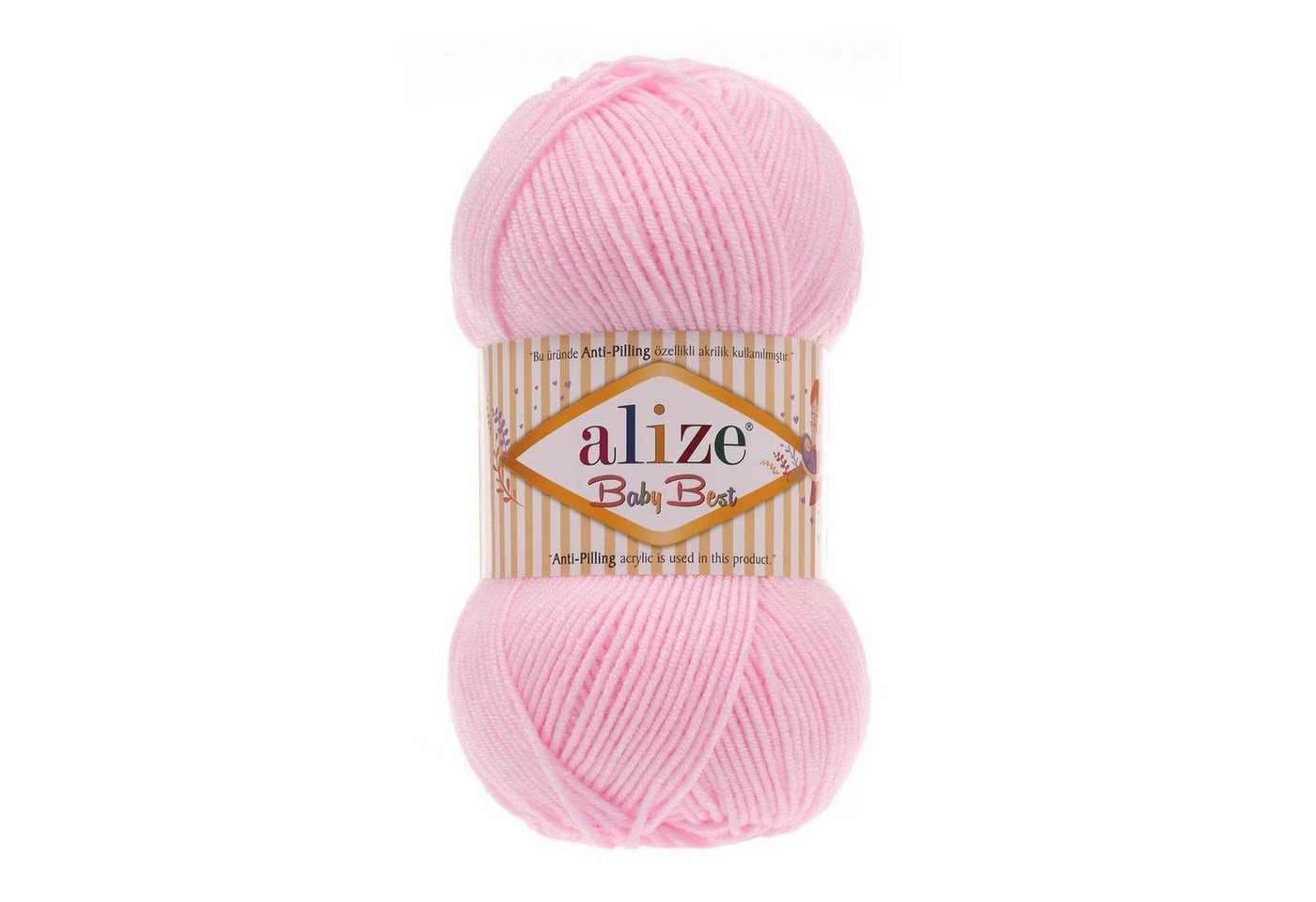 Thumbnail - Alize 5 x 100g Strickgarn ALIZE Baby Best uni Babywolle Wolle Antipilling Häkelwolle, 240 m (Sparpaket), 185 pink